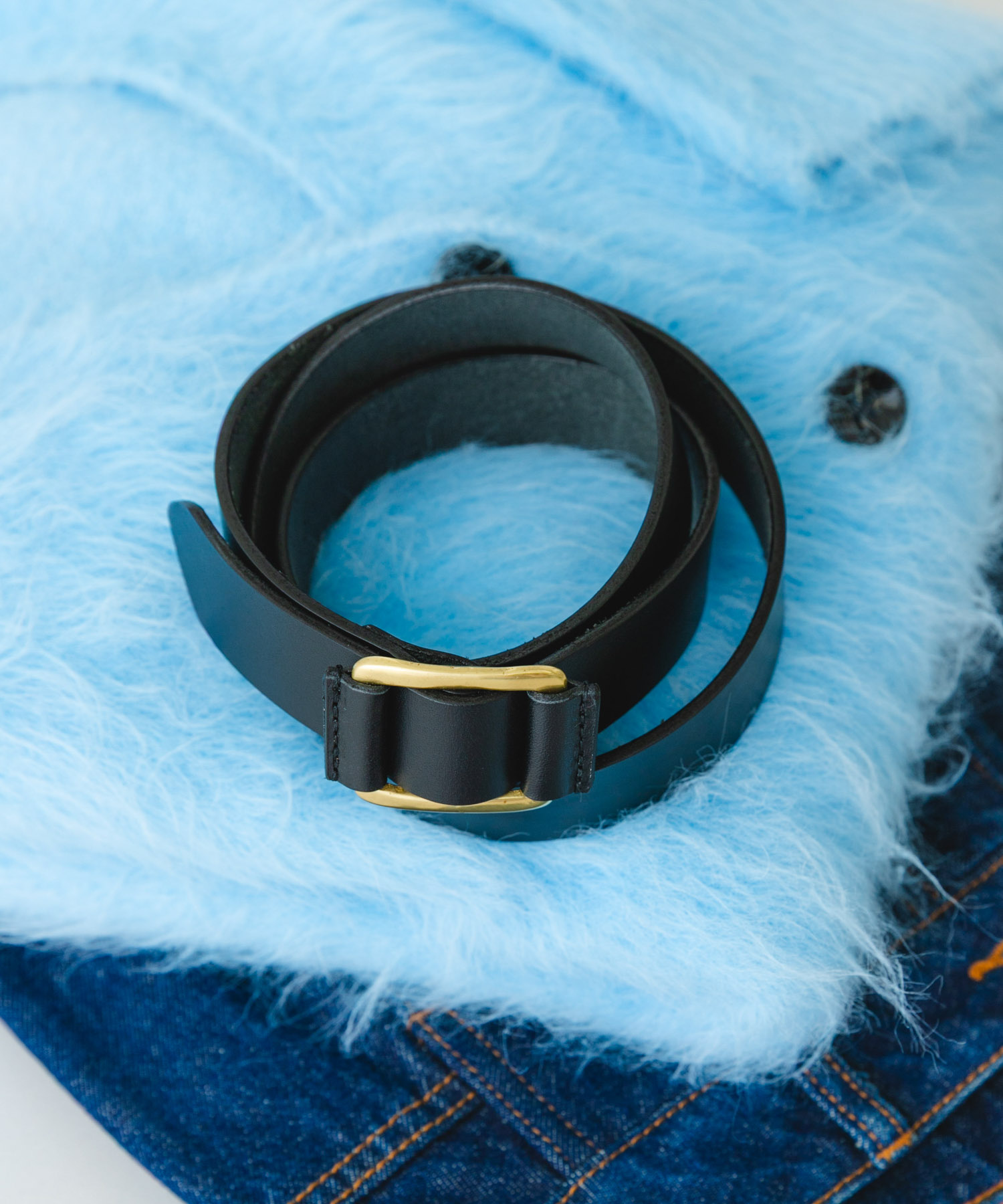 atelier brugge　SLIDE LETHER BELT BLACK One