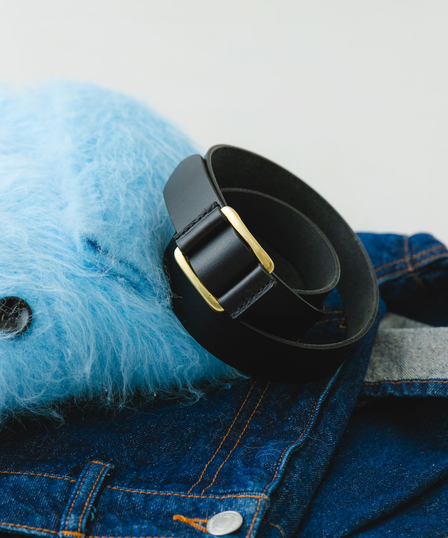 atelier brugge　SLIDE LETHER BELT BLACK One