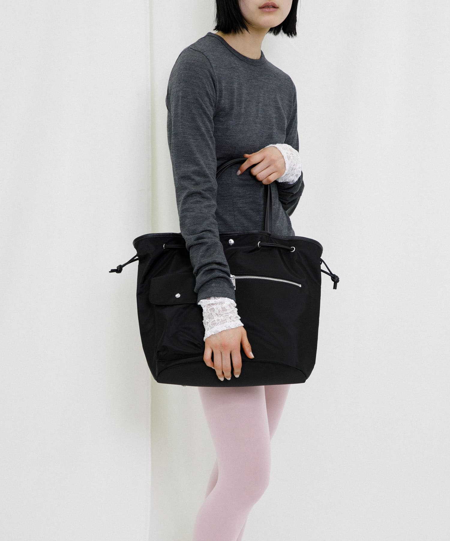 『Lsize』hun RODESKO　Dual pocket tote large BLACK One