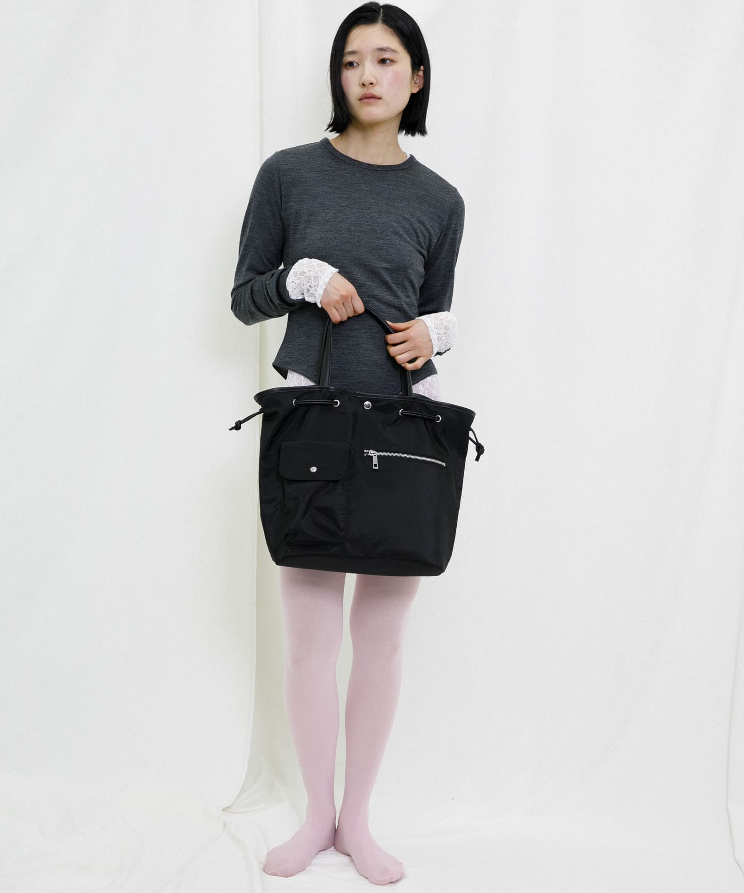 『Lsize』hun RODESKO　Dual pocket tote large BLACK One