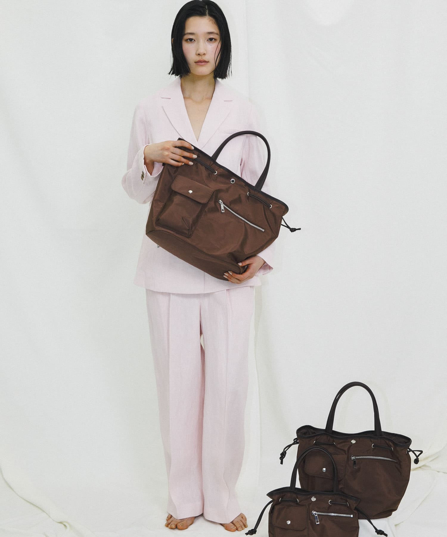 『Lsize』hun RODESKO　Dual pocket tote large BROWN One