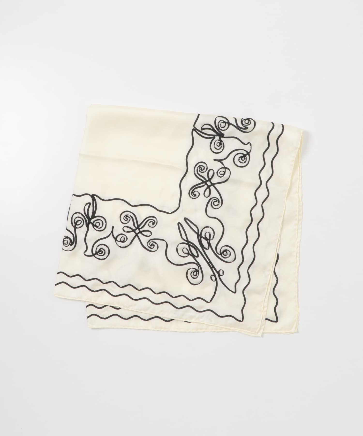 ASAUCE MELER　テープエンブロイダリーバンダナスカーフ Ecru×Blk One