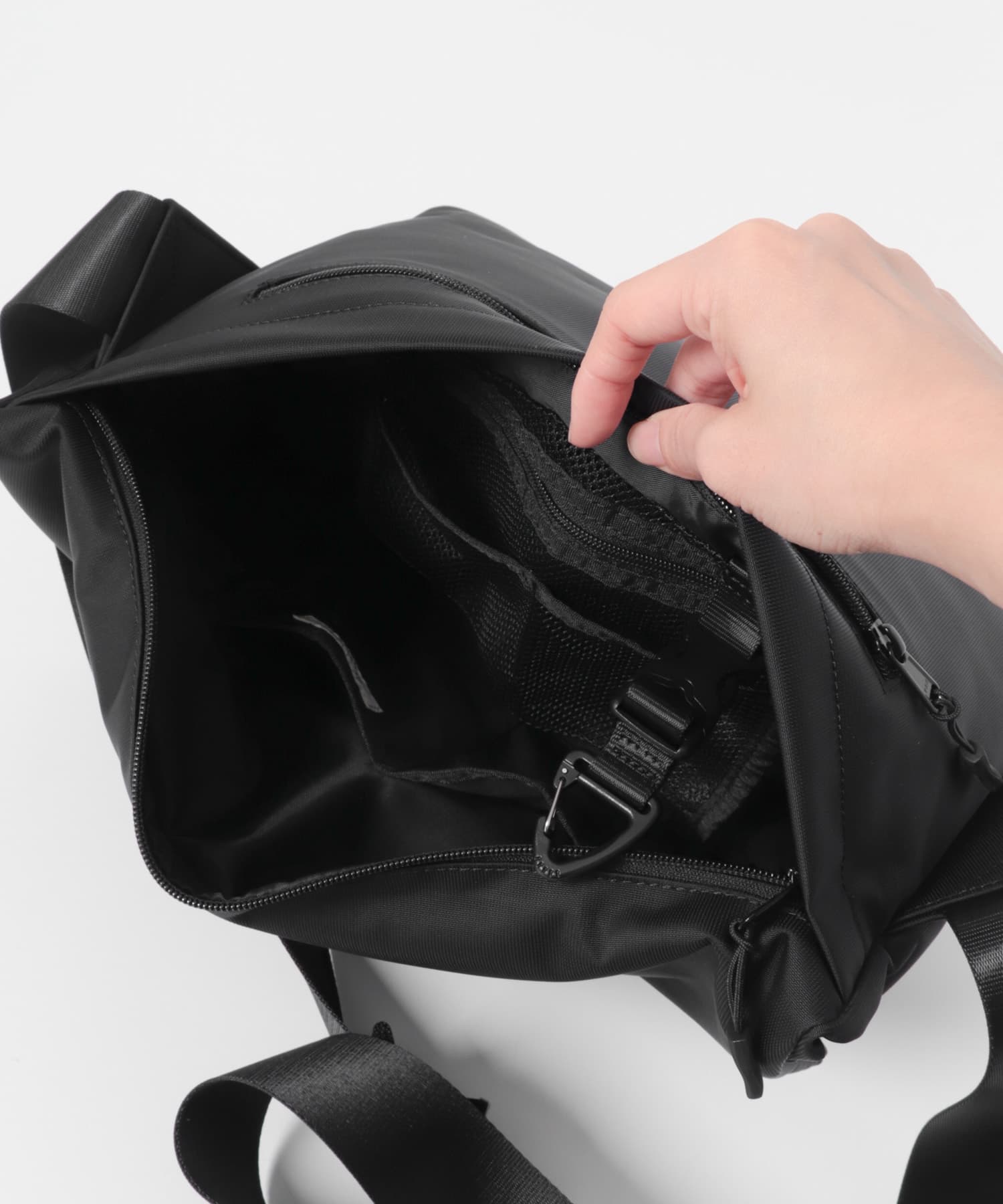 撥水フィドロックショルダーバッグ L BLACK L