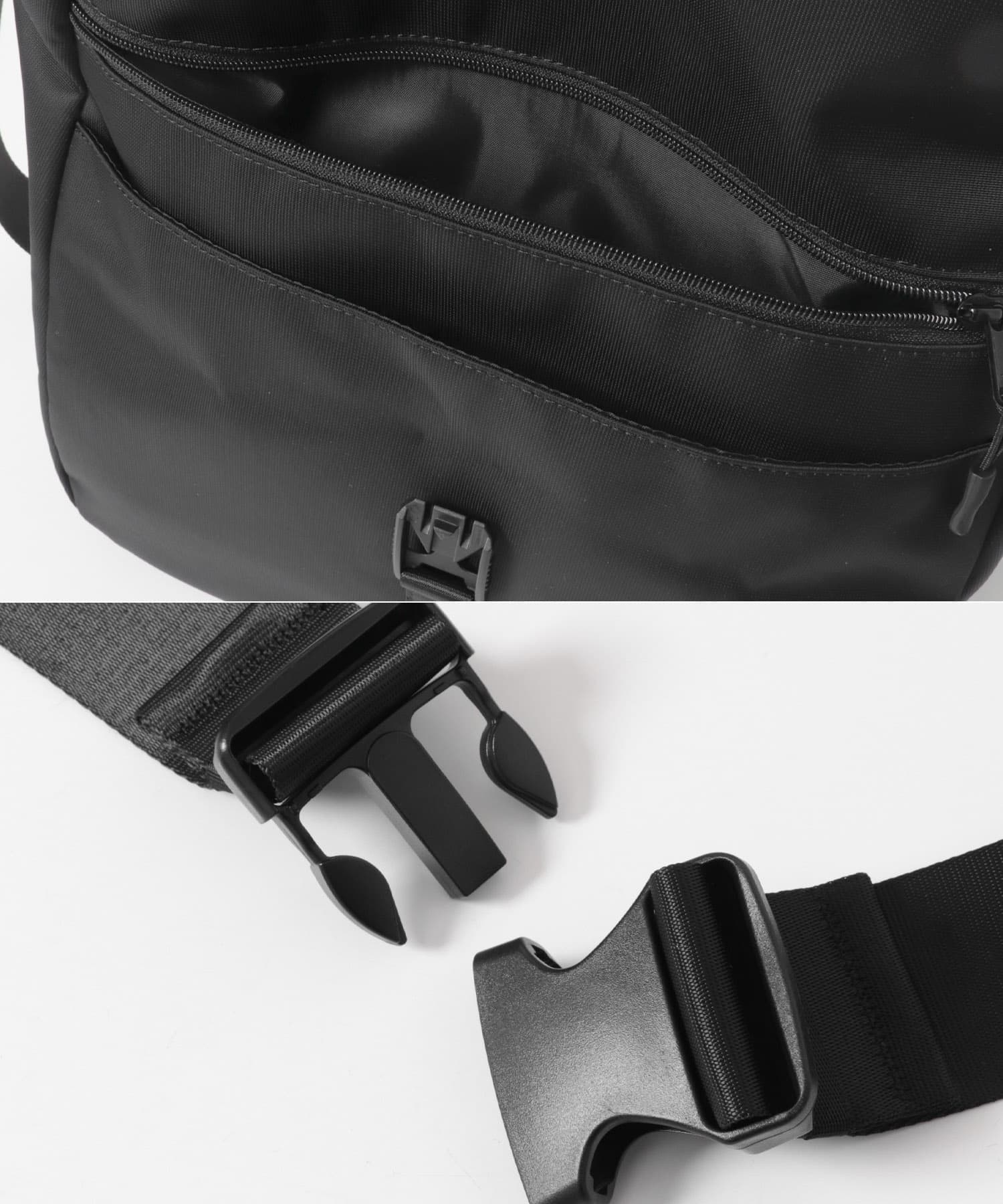 撥水フィドロックショルダーバッグ L BLACK L