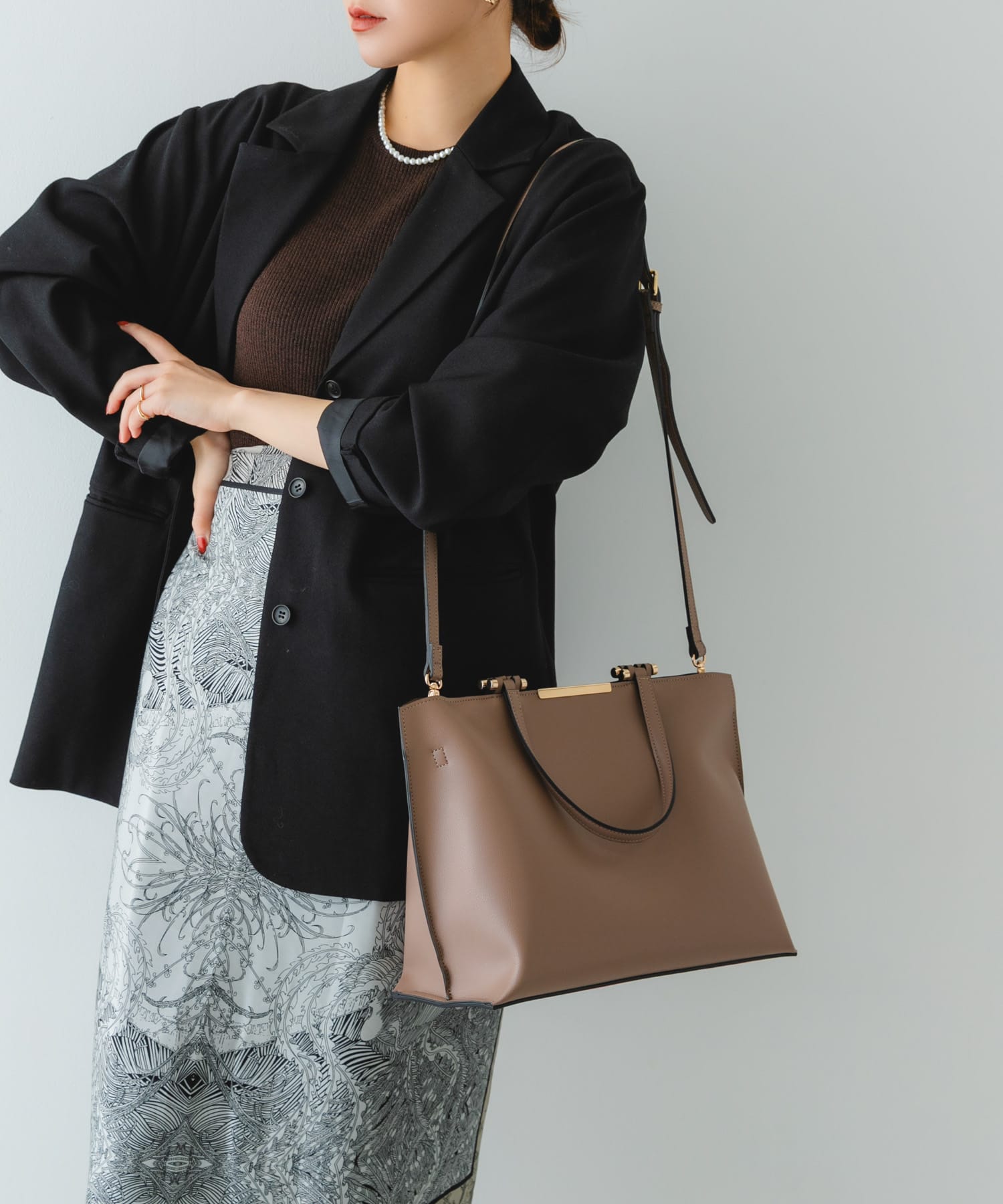 メタル2WAY A4トートバッグ MOCHA One