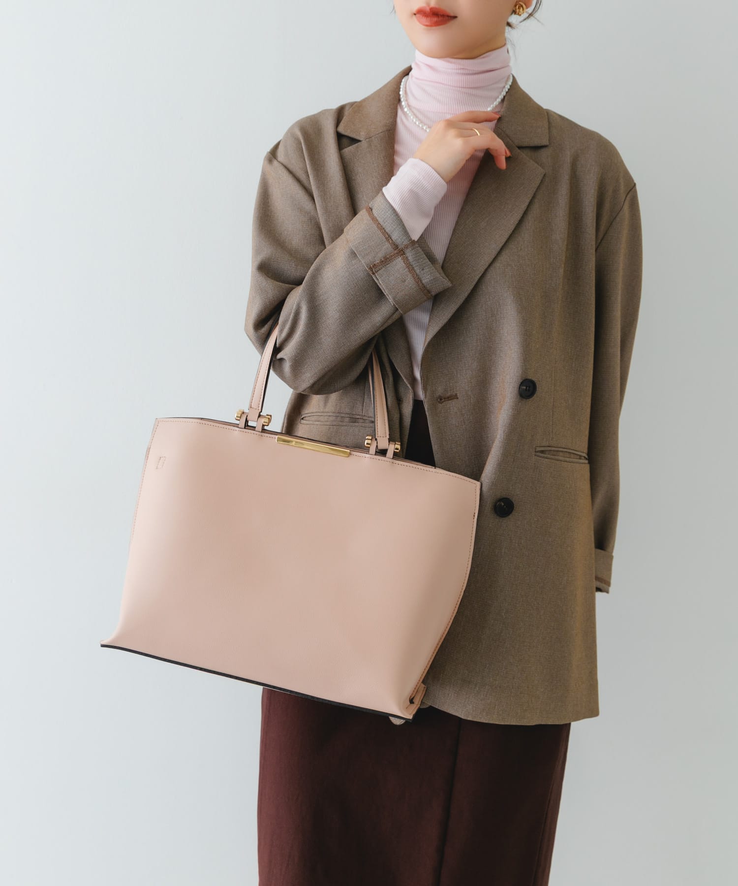 メタル2WAY A4トートバッグ LIGHT PINK One