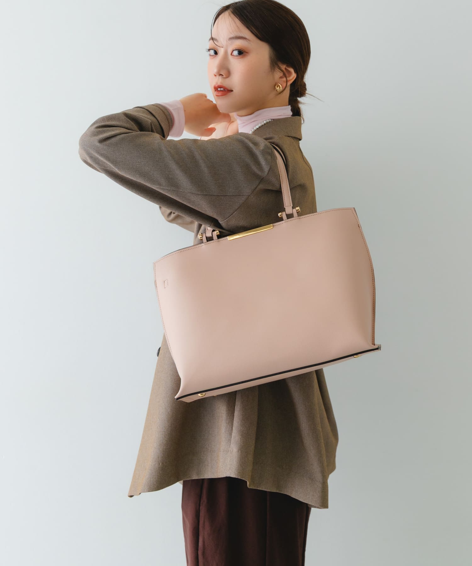 メタル2WAY A4トートバッグ LIGHT PINK One