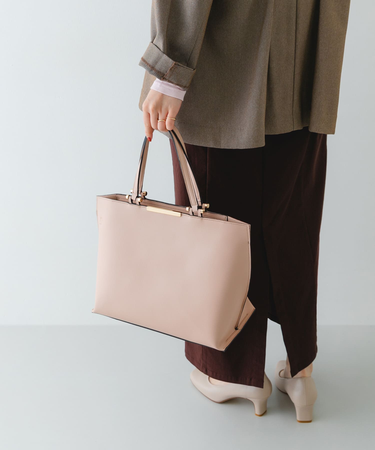 メタル2WAY A4トートバッグ LIGHT PINK One