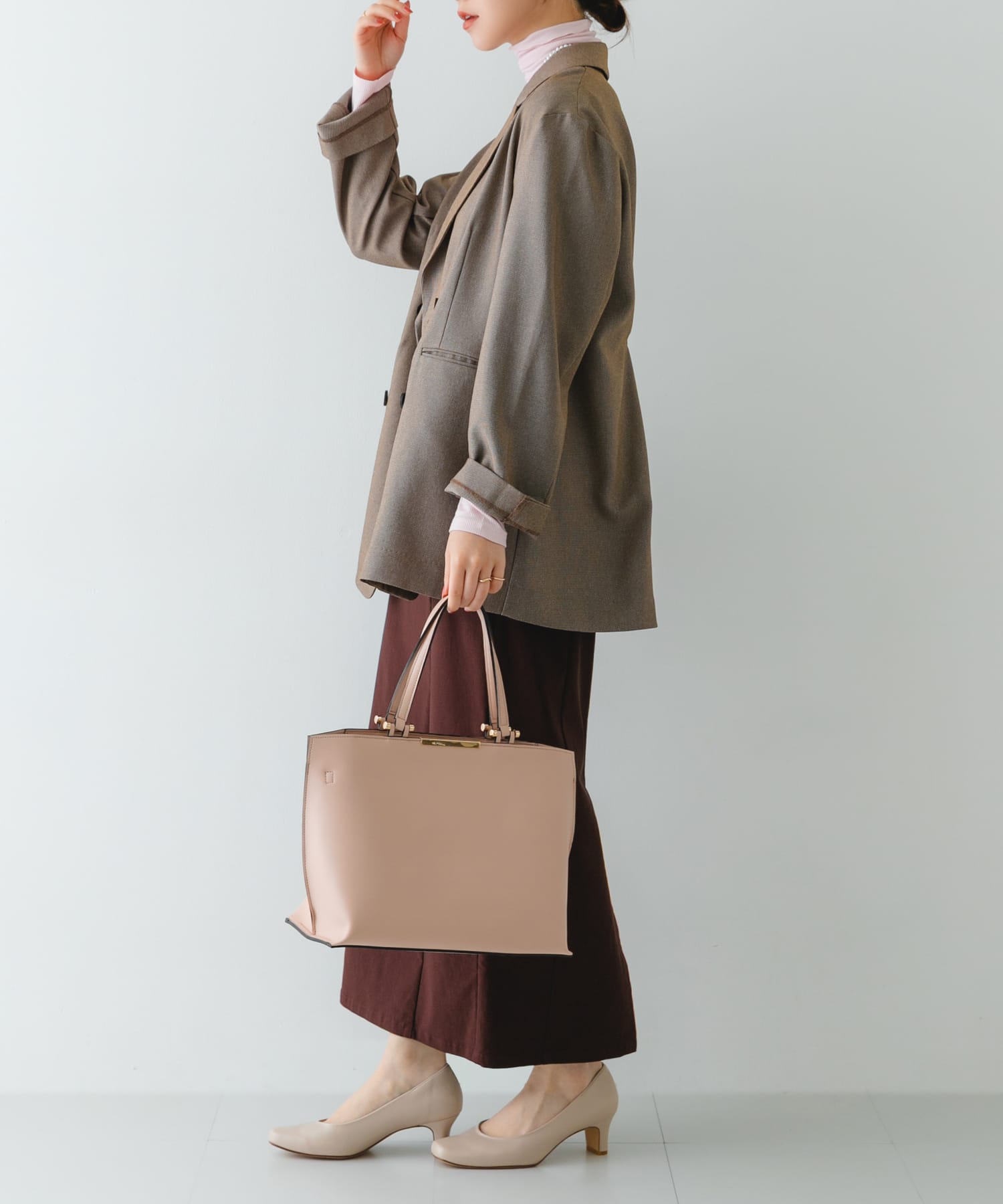 メタル2WAY A4トートバッグ LIGHT PINK One