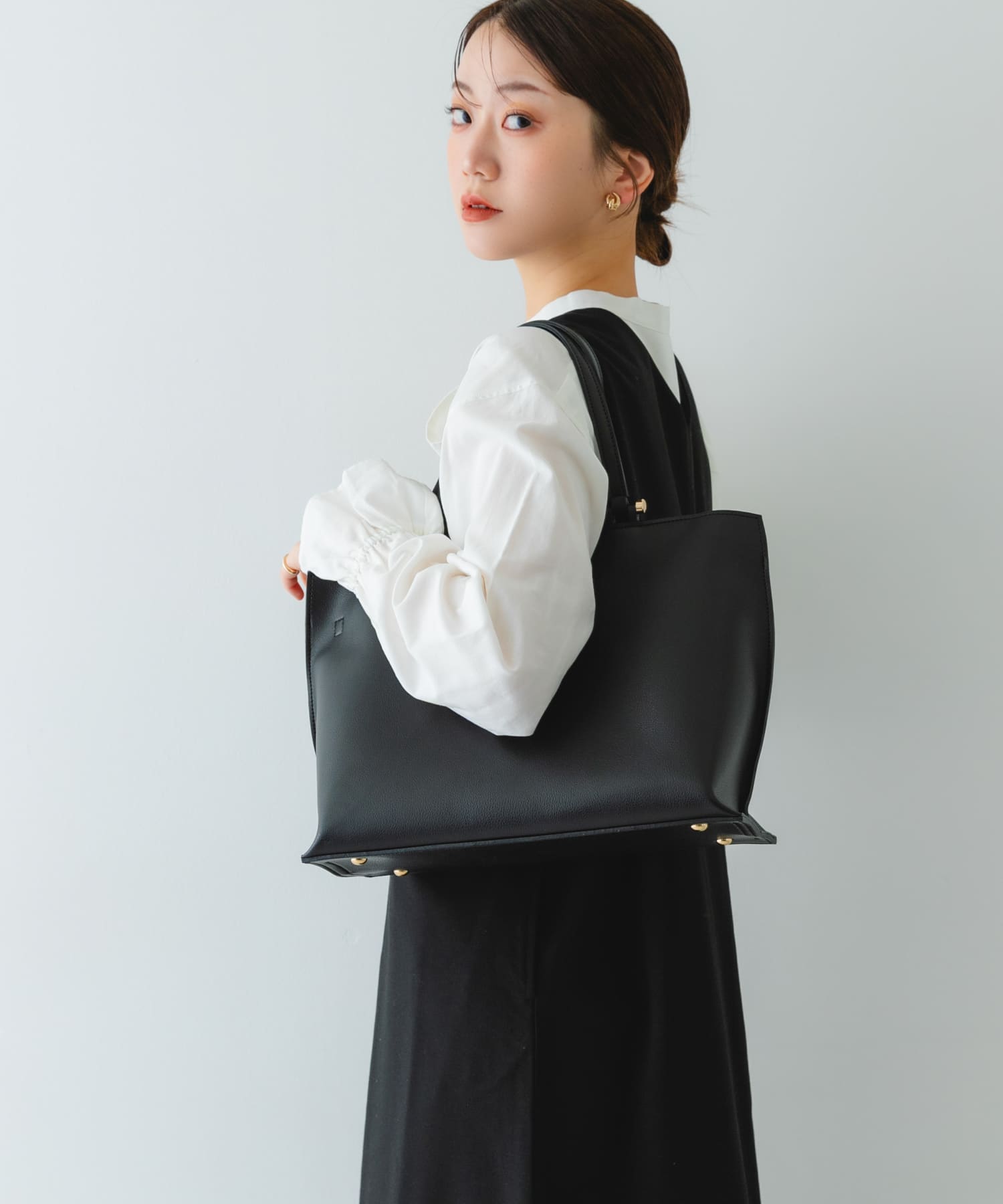 メタル2WAY A4トートバッグ BLACK One