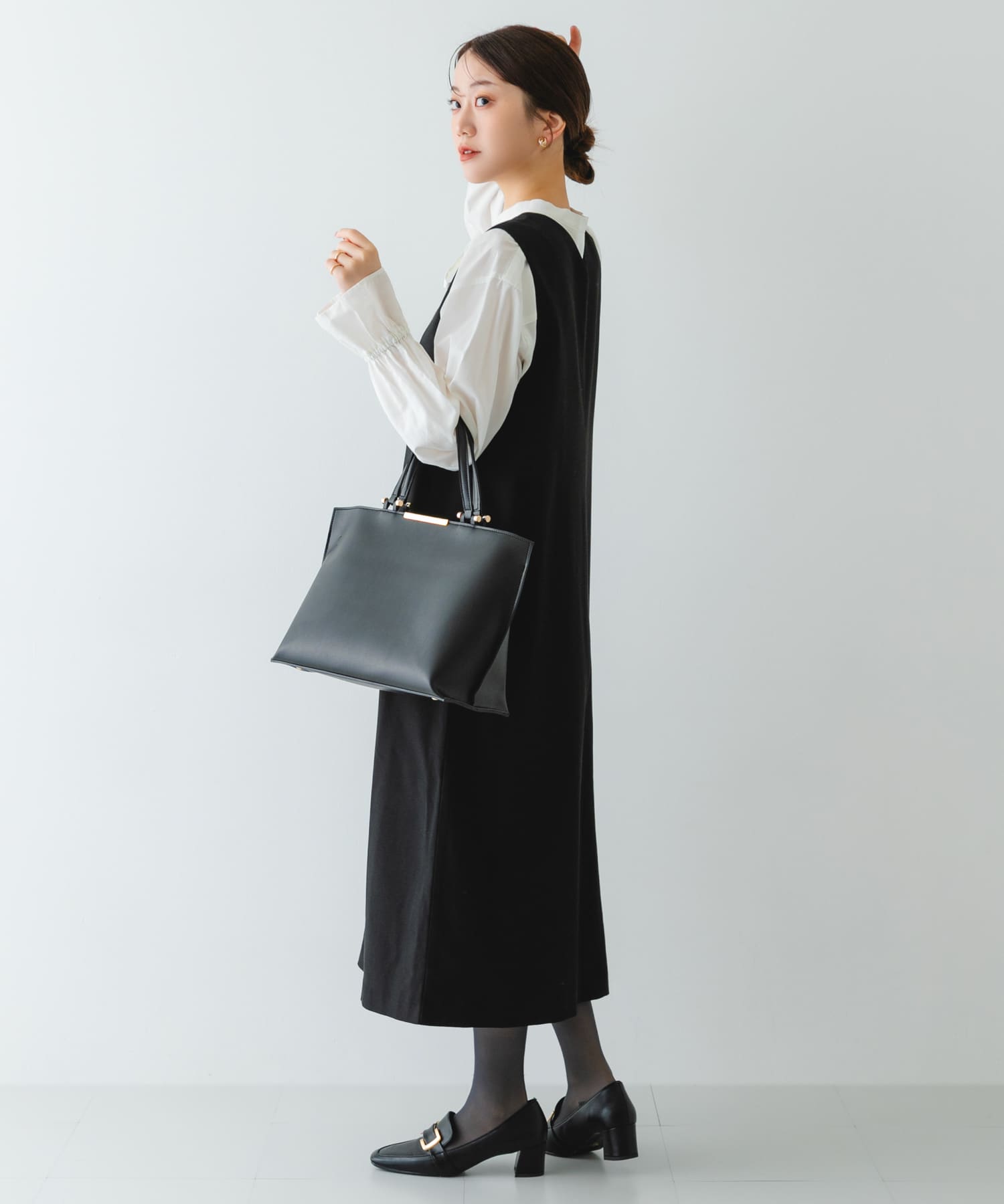 メタル2WAY A4トートバッグ BLACK One