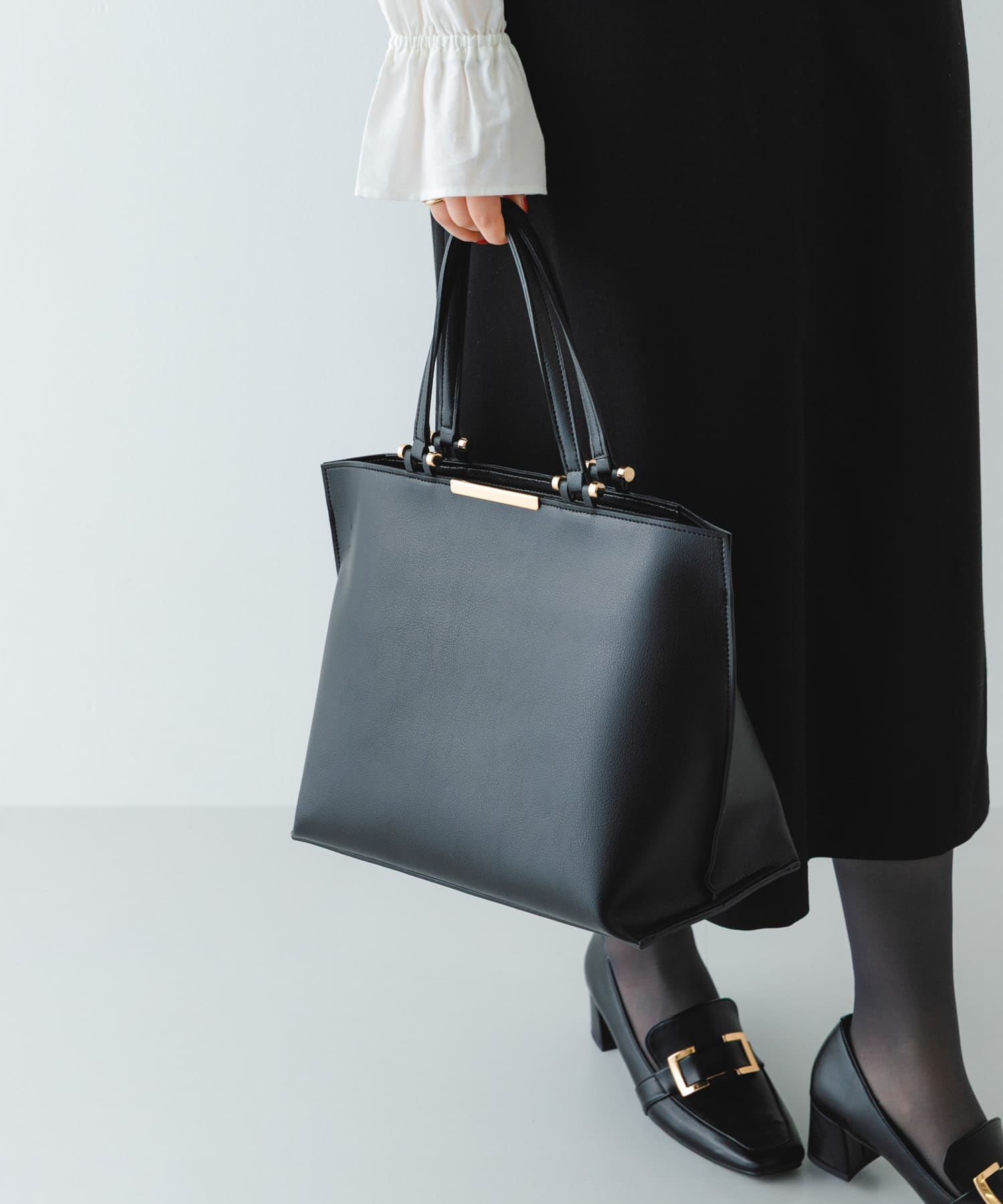 メタル2WAY A4トートバッグ BLACK One