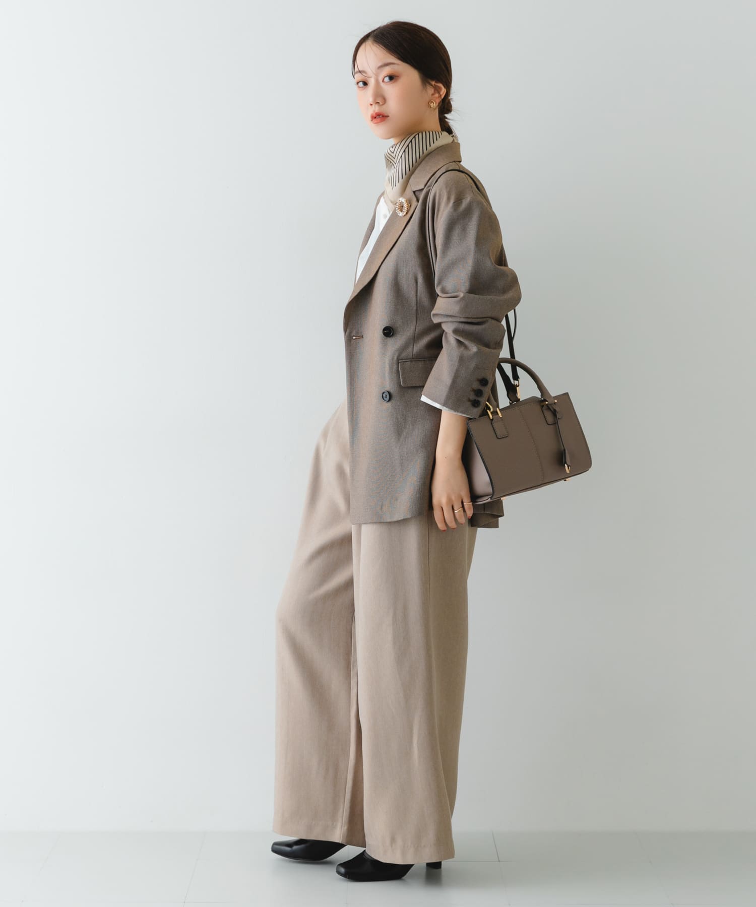 3セットチャームスクエアバッグ GREIGE One