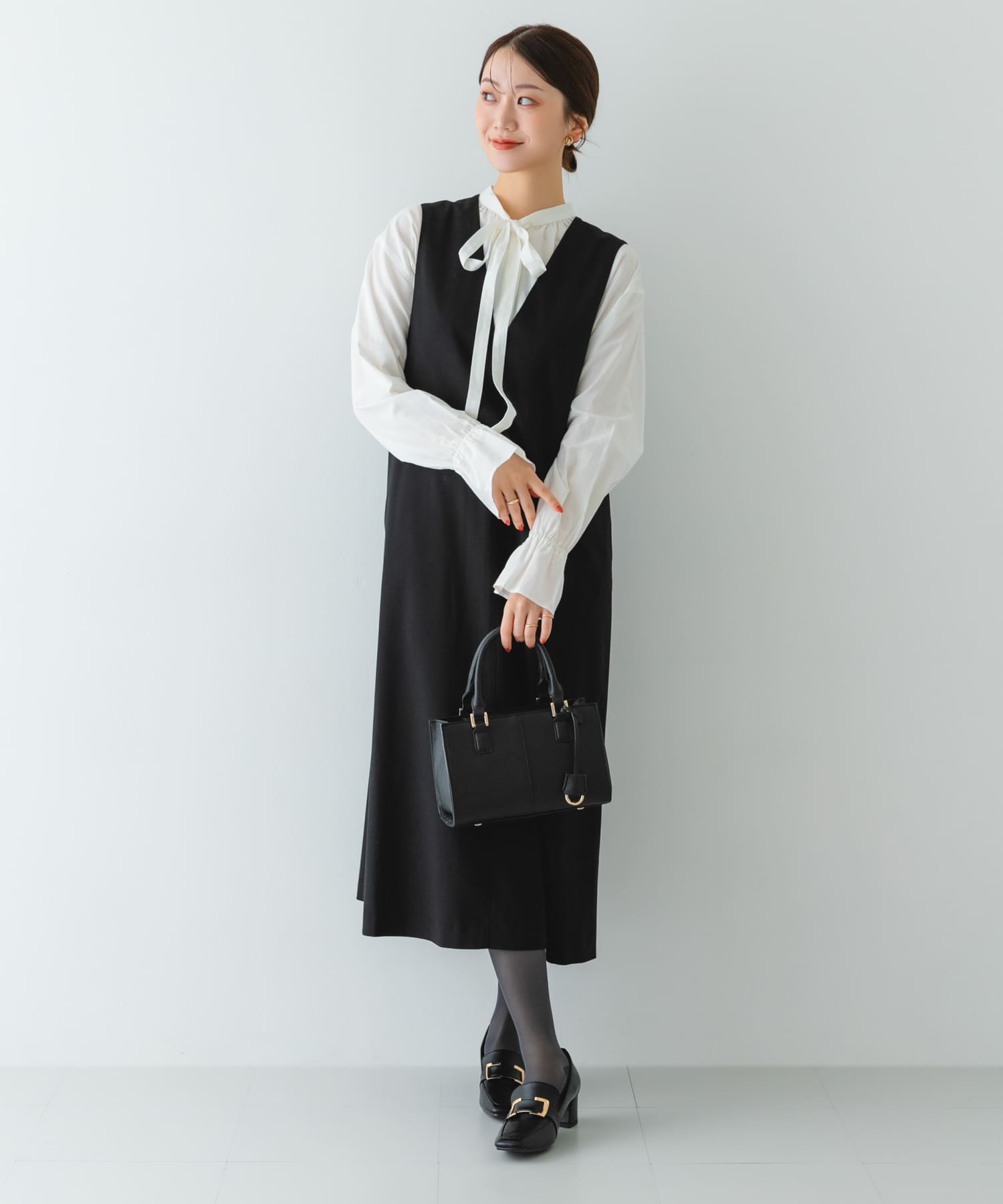 3セットチャームスクエアバッグ BLACK One