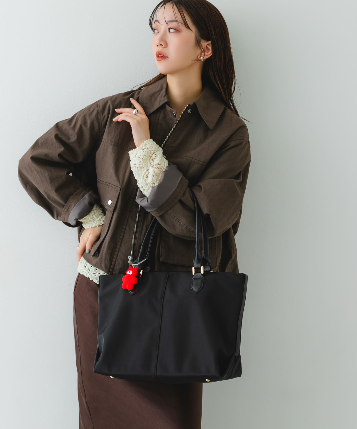 撥水ミドルトートバッグ BLKxBLK One