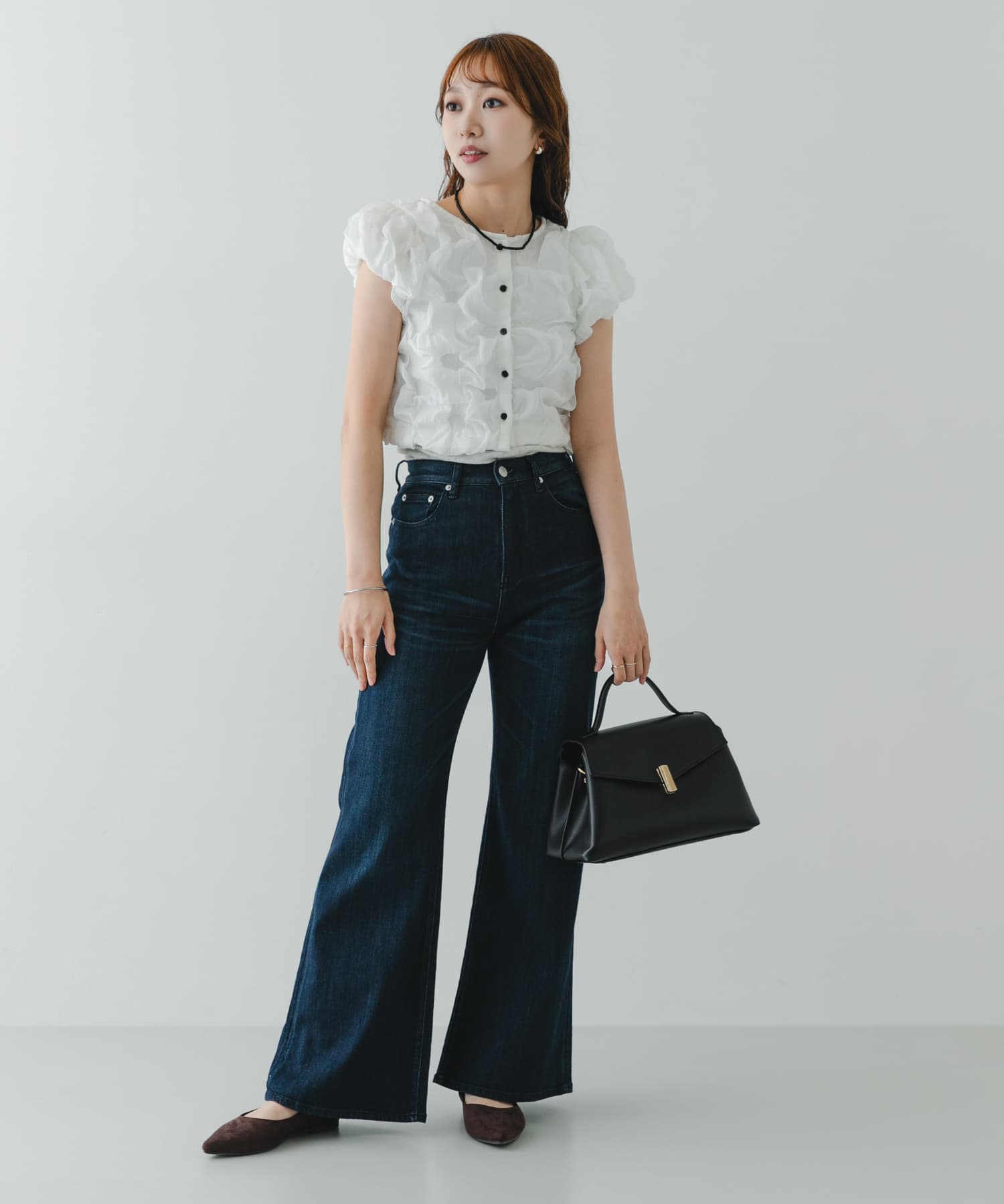 フラップワンハンドルバッグ BLACK One