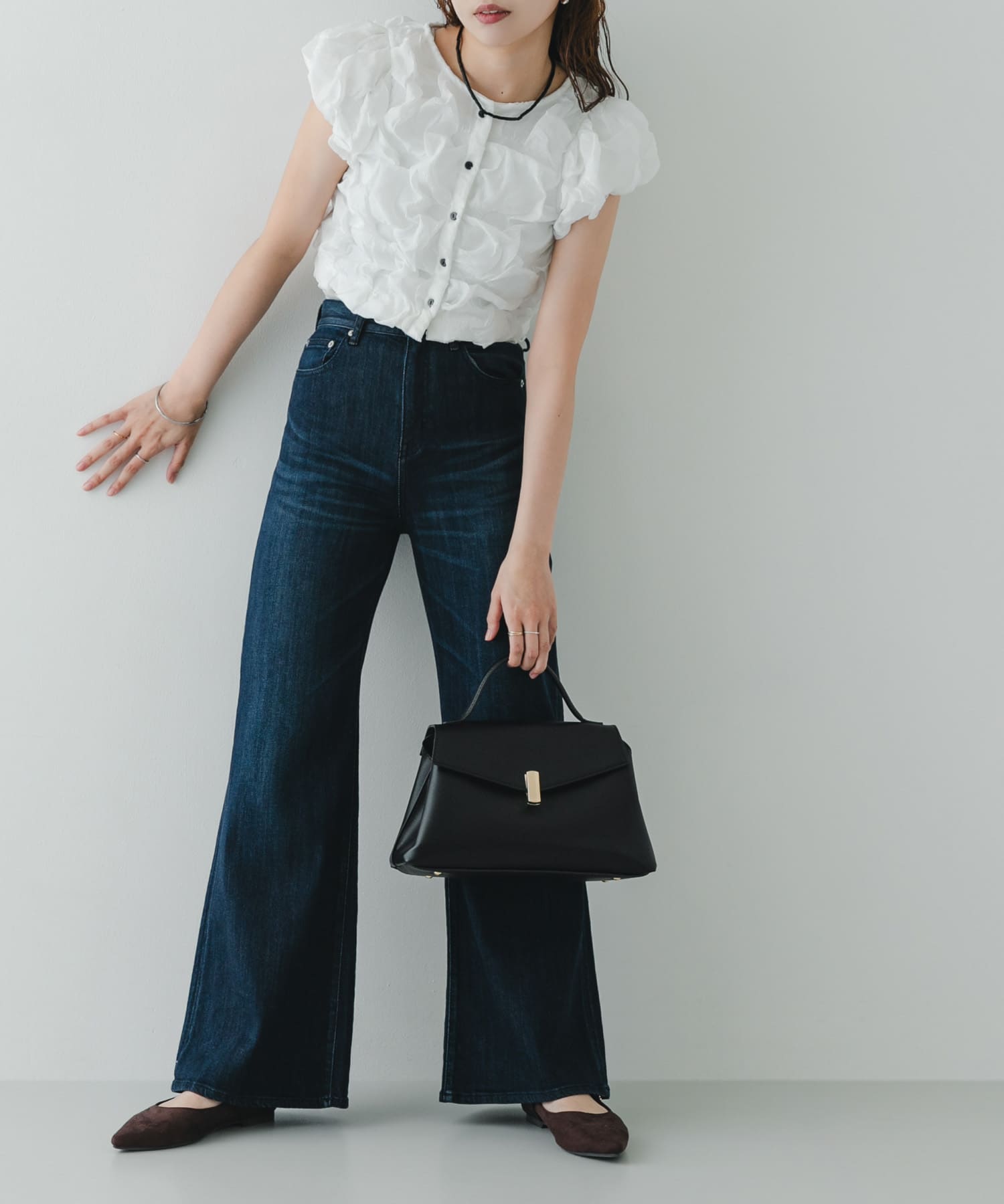 フラップワンハンドルバッグ BLACK One