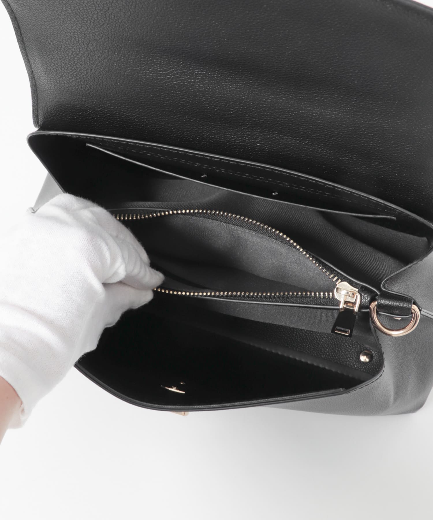 フラップワンハンドルバッグ BLACK One