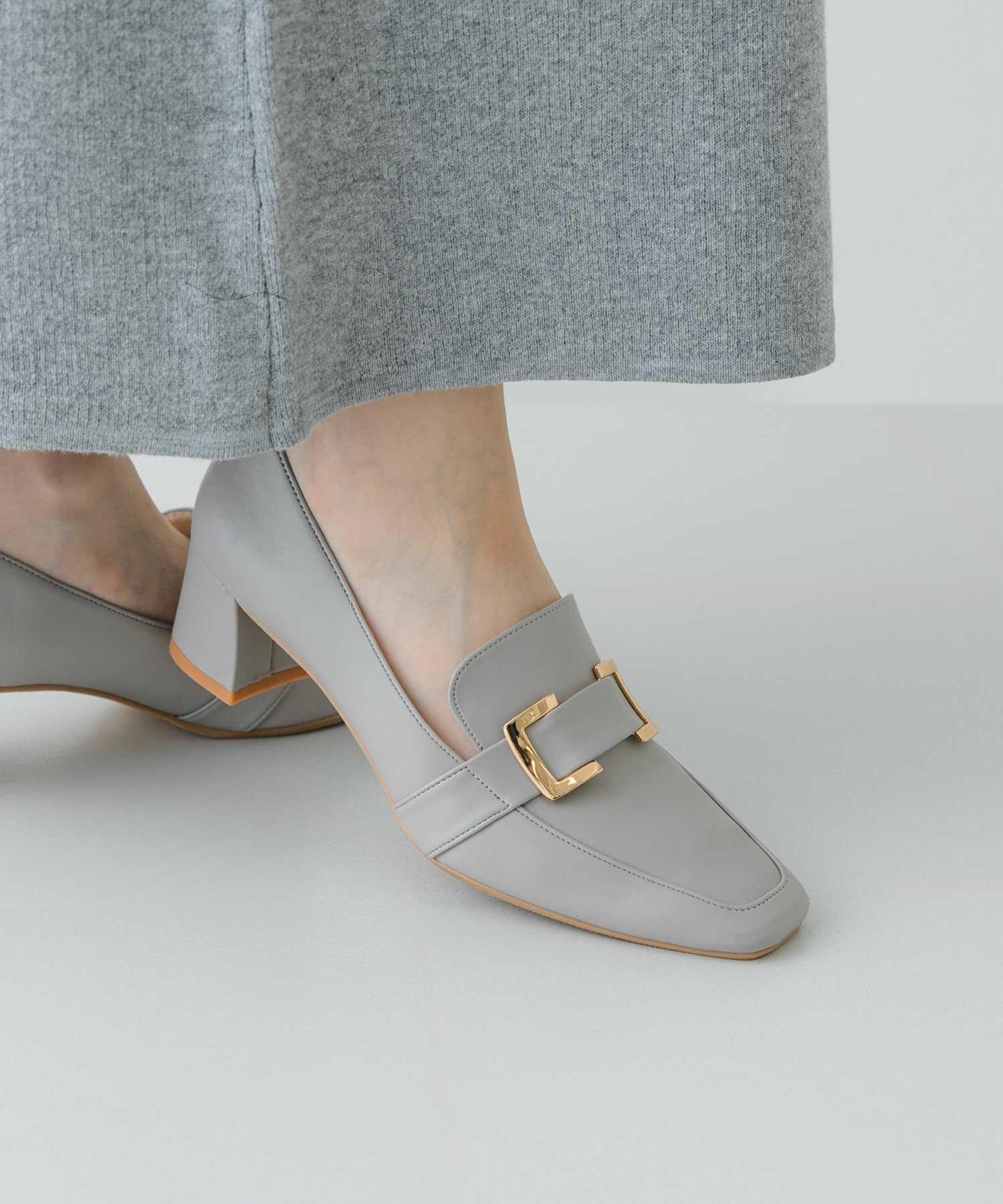 『MADE IN JAPAN』 4.5センチメタルヒールパンプス GRAY 36