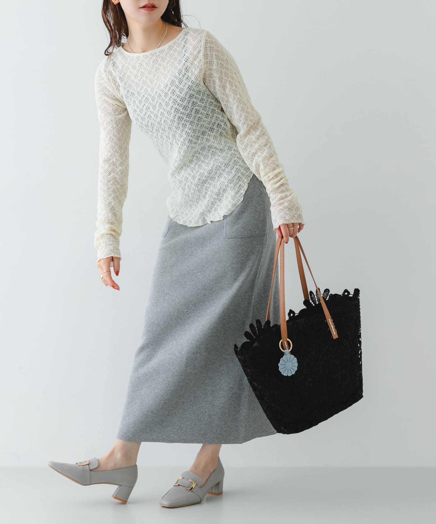 『MADE IN JAPAN』 4.5センチメタルヒールパンプス GRAY 36