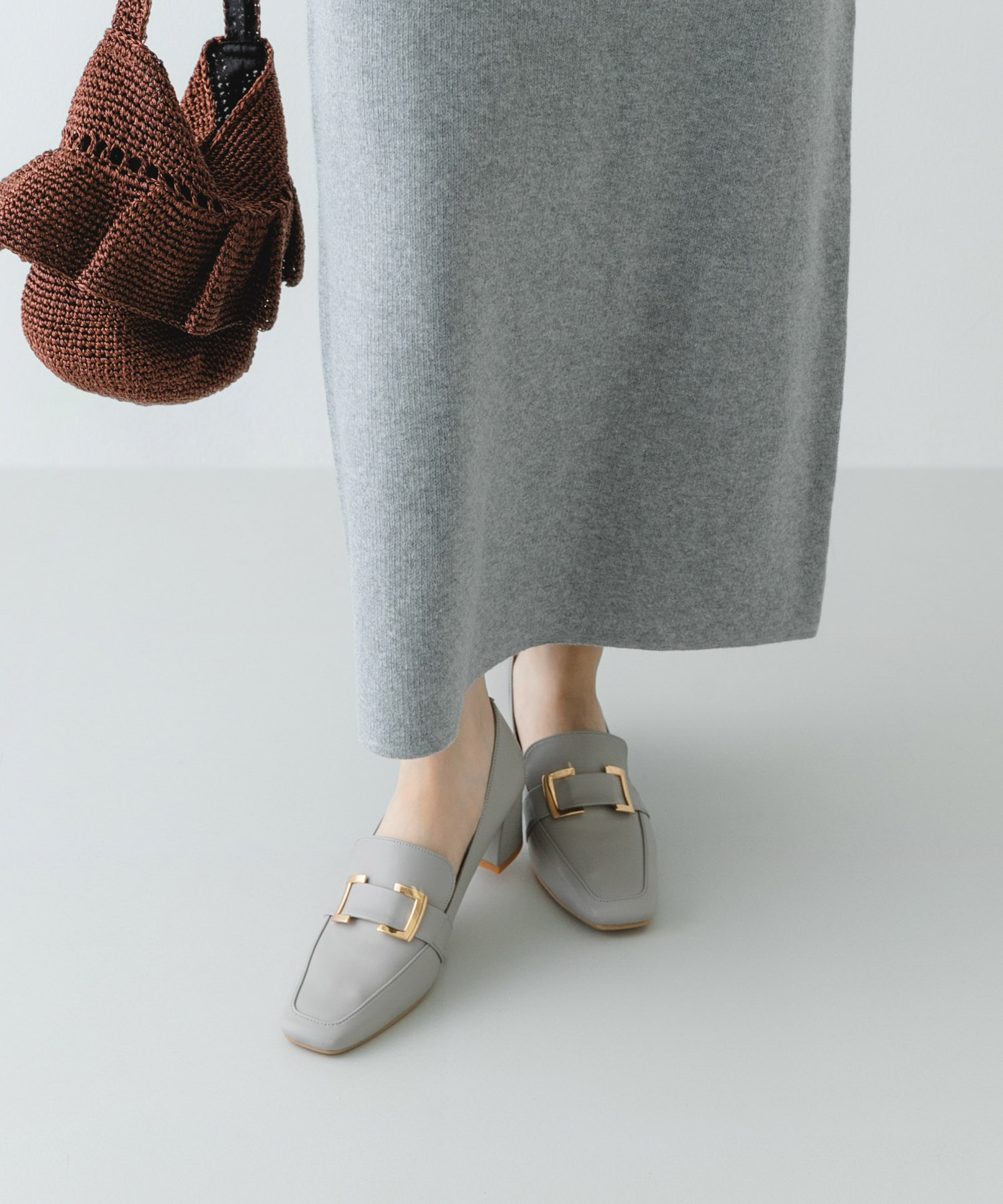 『MADE IN JAPAN』 4.5センチメタルヒールパンプス GRAY 36