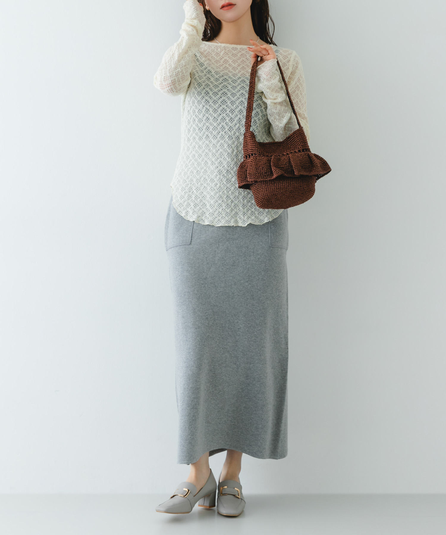 『MADE IN JAPAN』 4.5センチメタルヒールパンプス GRAY 36