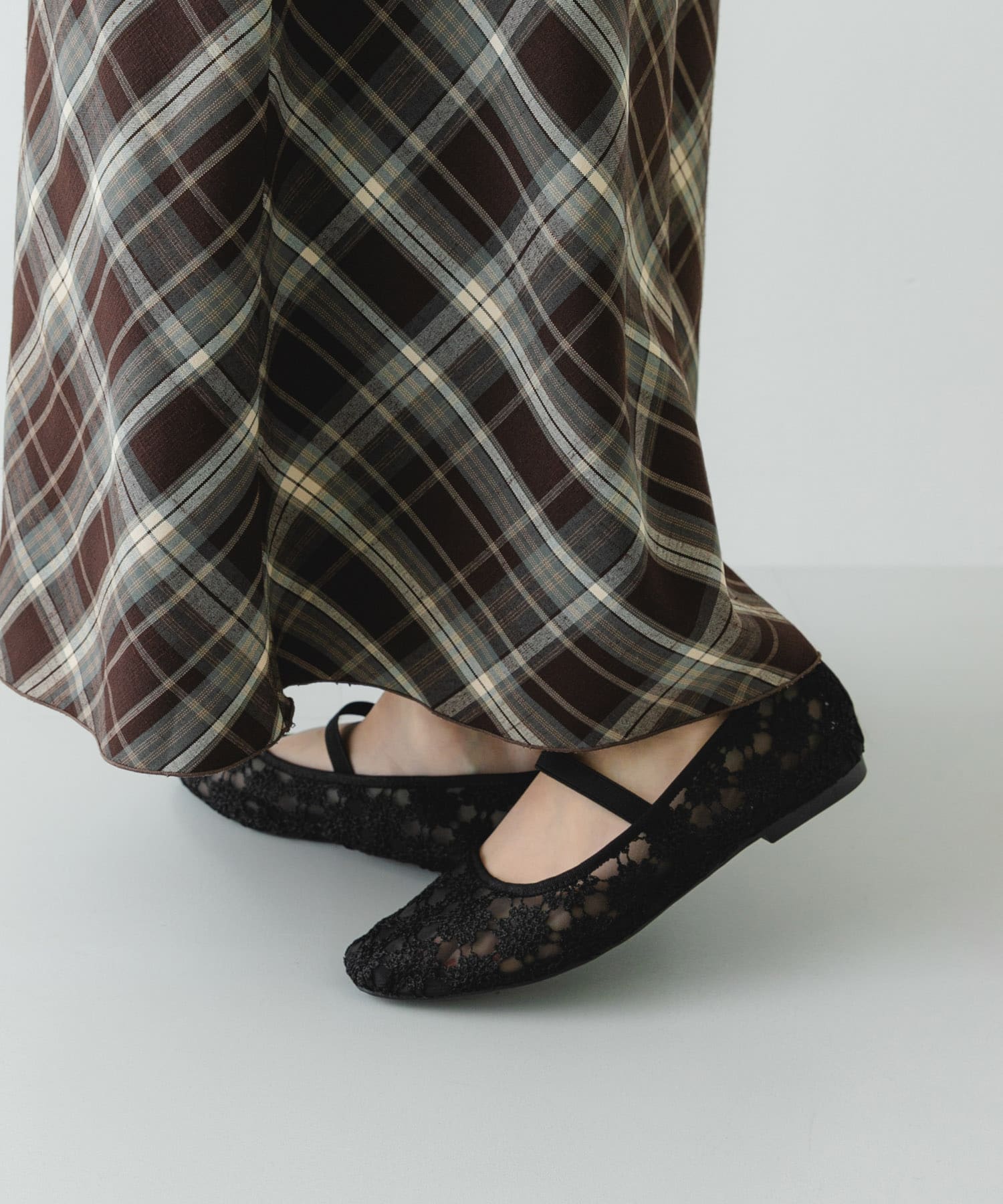 フラワーシアーフラットシューズ BLACK 36
