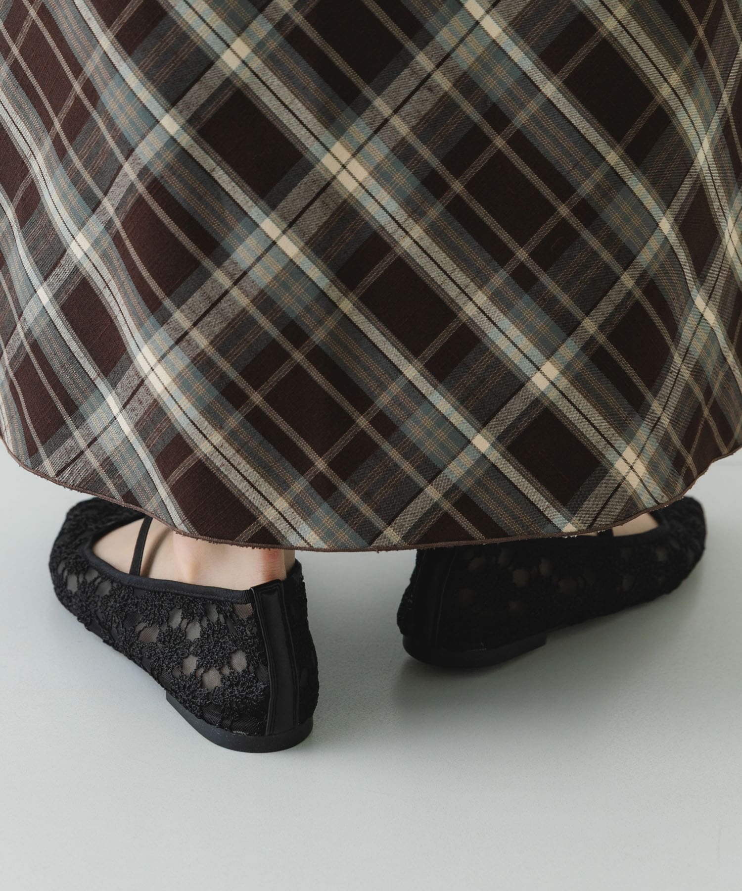 フラワーシアーフラットシューズ BLACK 36
