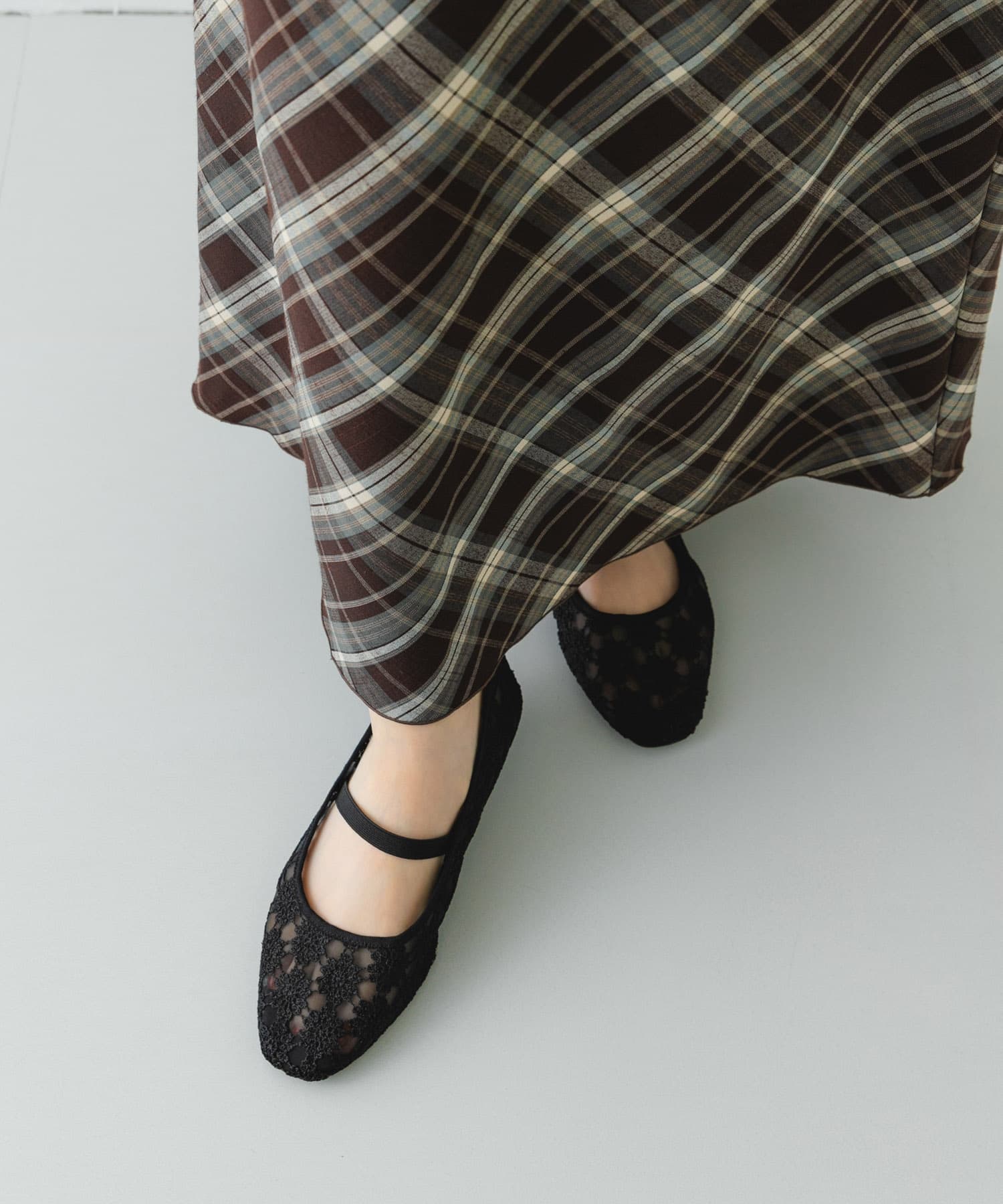 フラワーシアーフラットシューズ BLACK 36