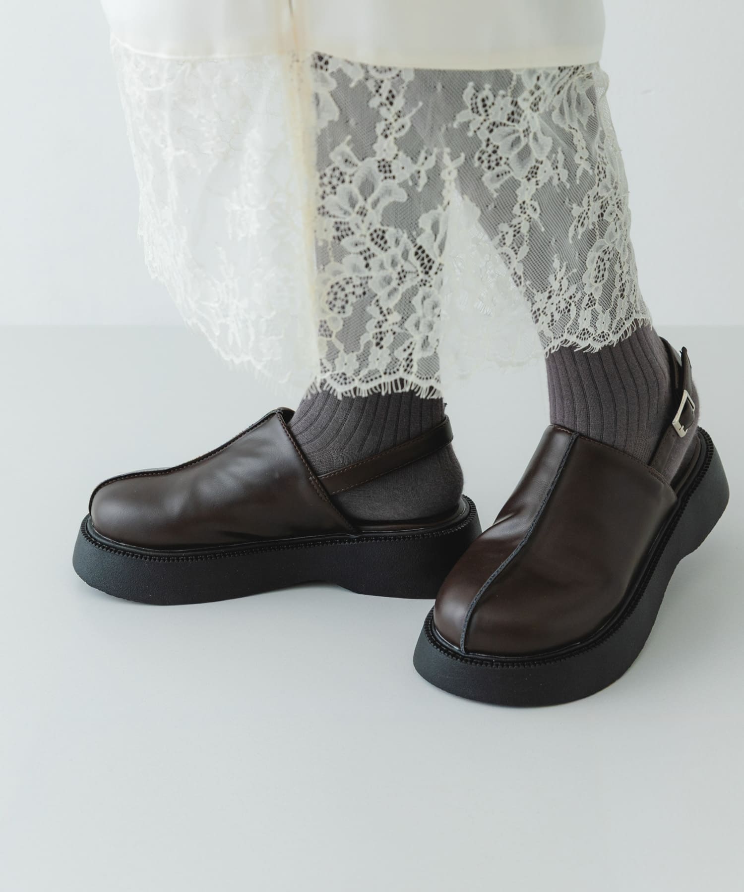 センターステッチクロッグ DARK BROWN 36