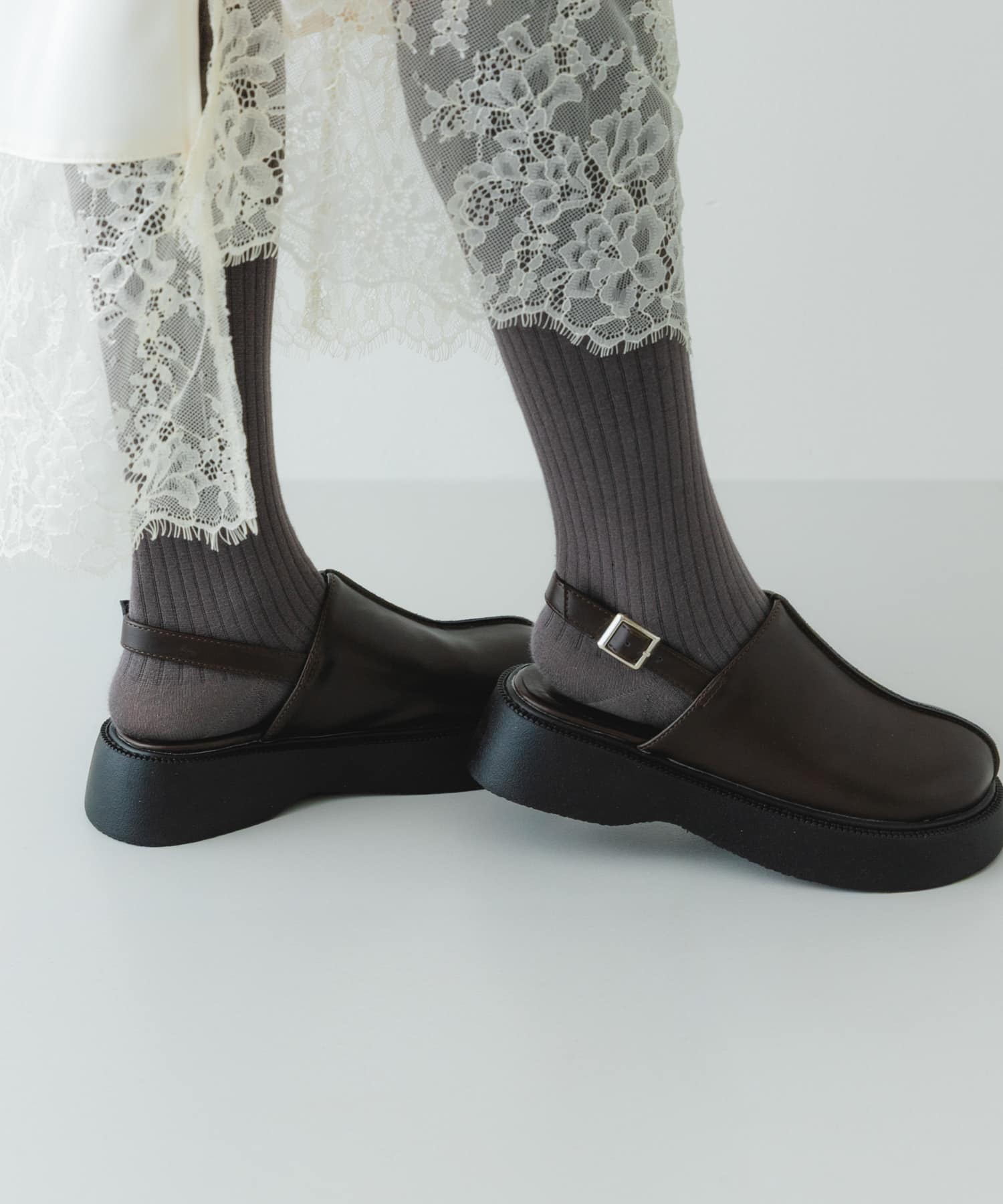 センターステッチクロッグ DARK BROWN 36