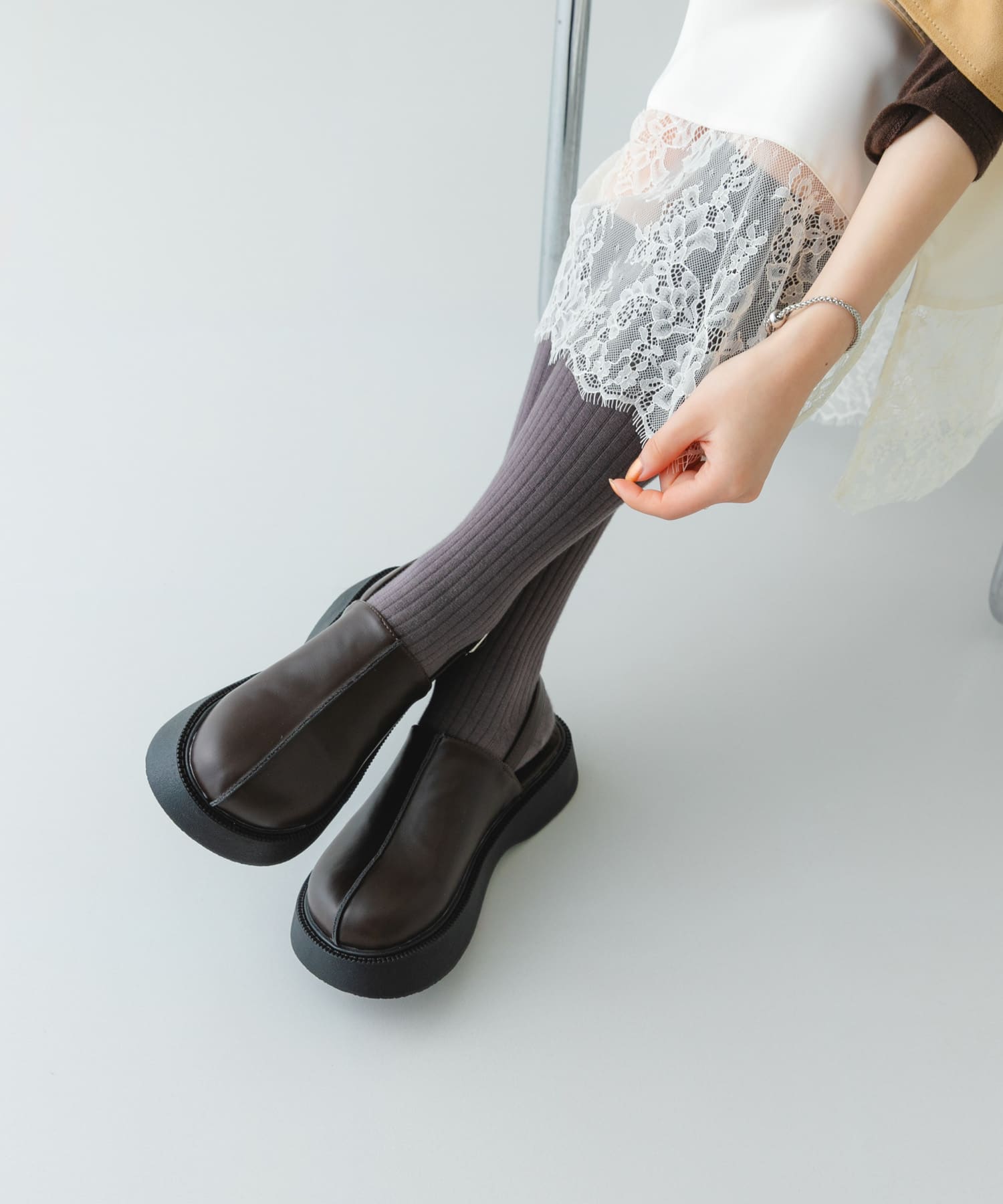 センターステッチクロッグ DARK BROWN 36