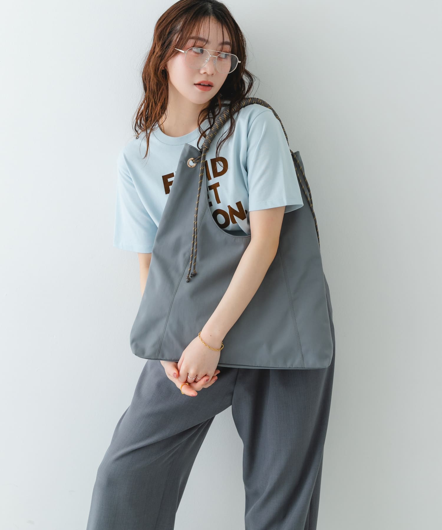 コードハンドルバッグ GRYxTAUPE One