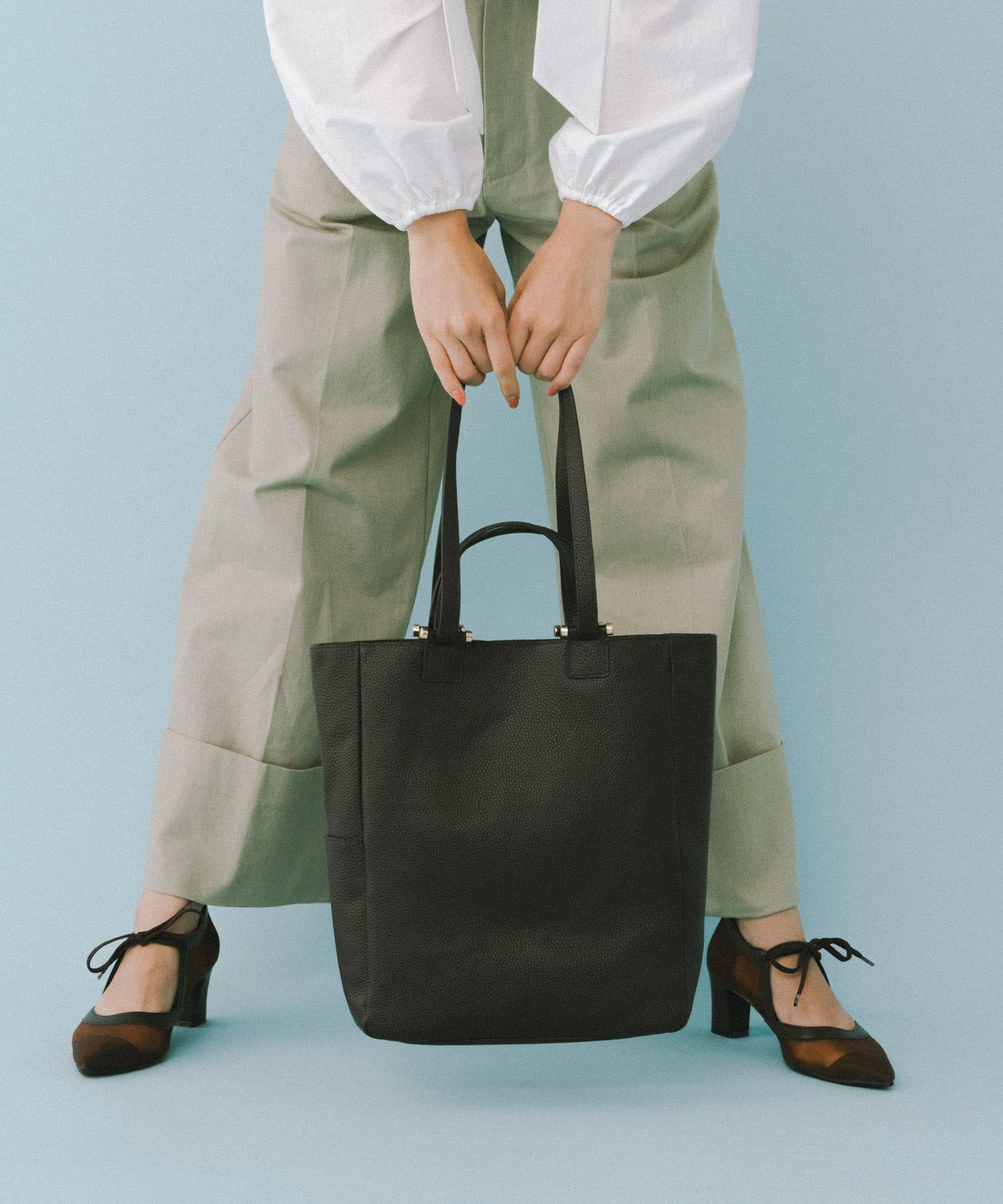 レザー2WAYトートバッグ BLACK One