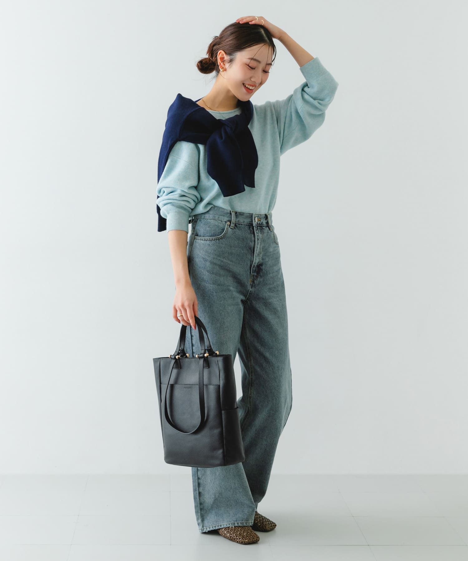 レザー2WAYトートバッグ BLACK One