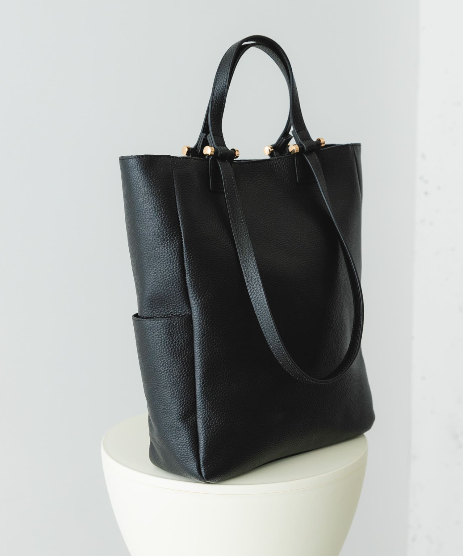 レザー2WAYトートバッグ BLACK One