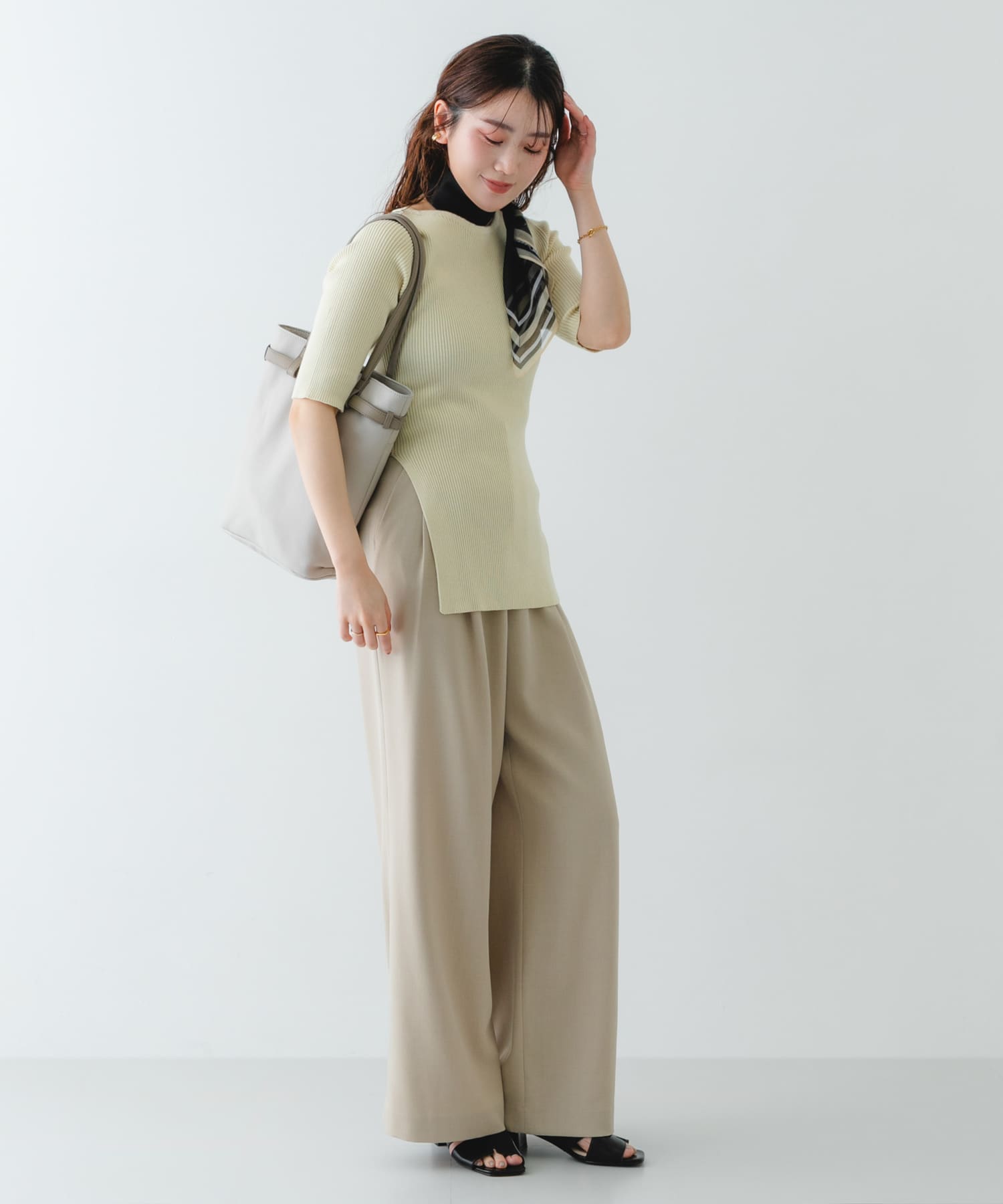 『別注』BEAURE×RODESKO　カウレザーベルトデザイントートバッグ IVORYxGRG One