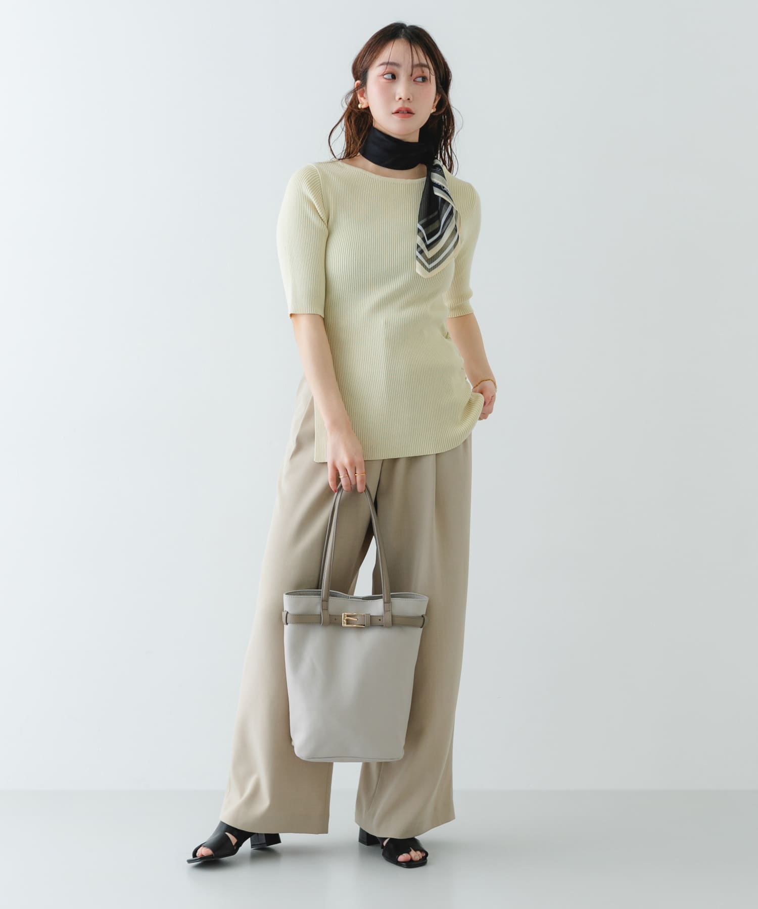 『別注』BEAURE×RODESKO　カウレザーベルトデザイントートバッグ IVORYxGRG One