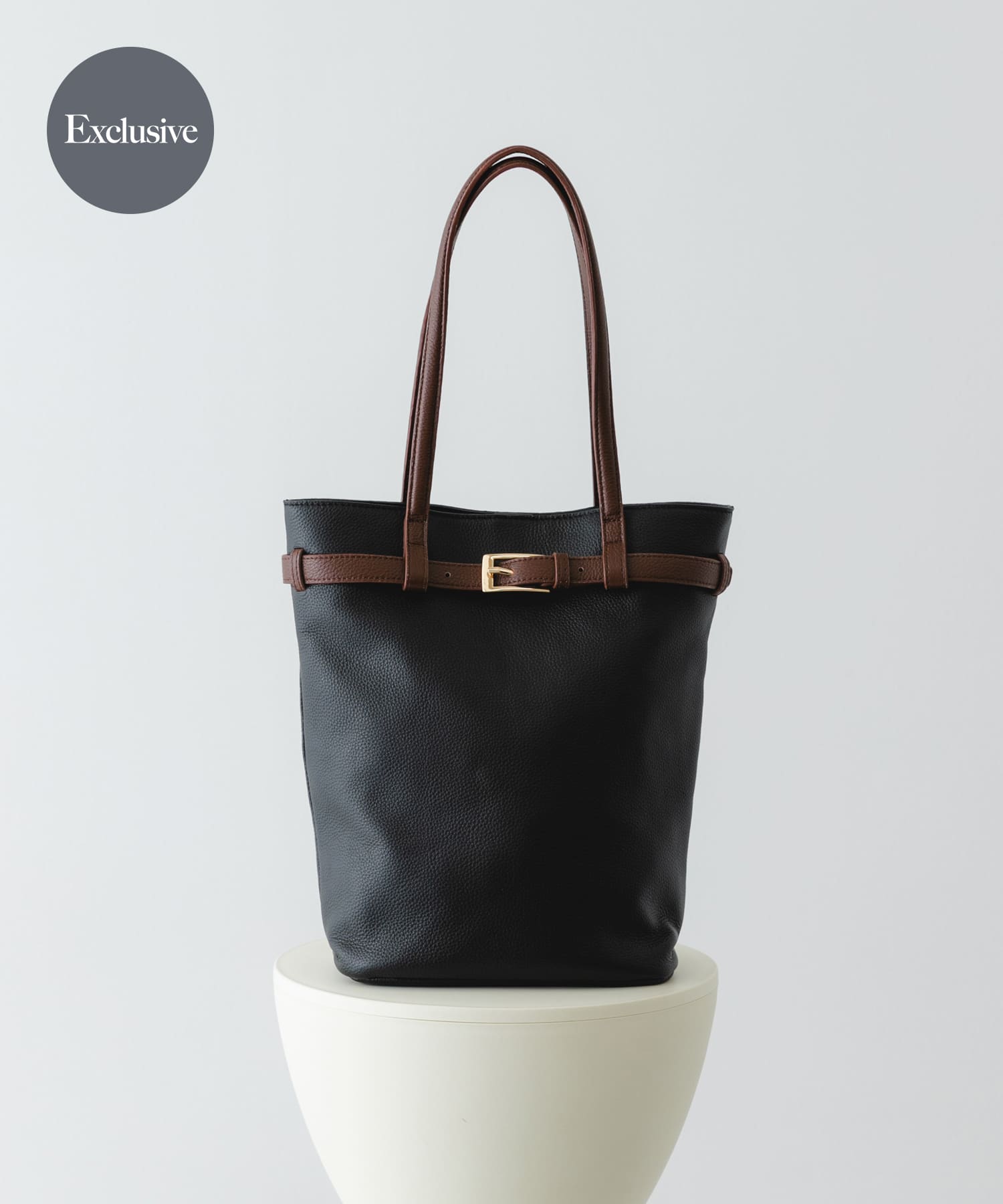 『別注』BEAURE×RODESKO　カウレザーベルトデザイントートバッグ BLKxCHOCO One