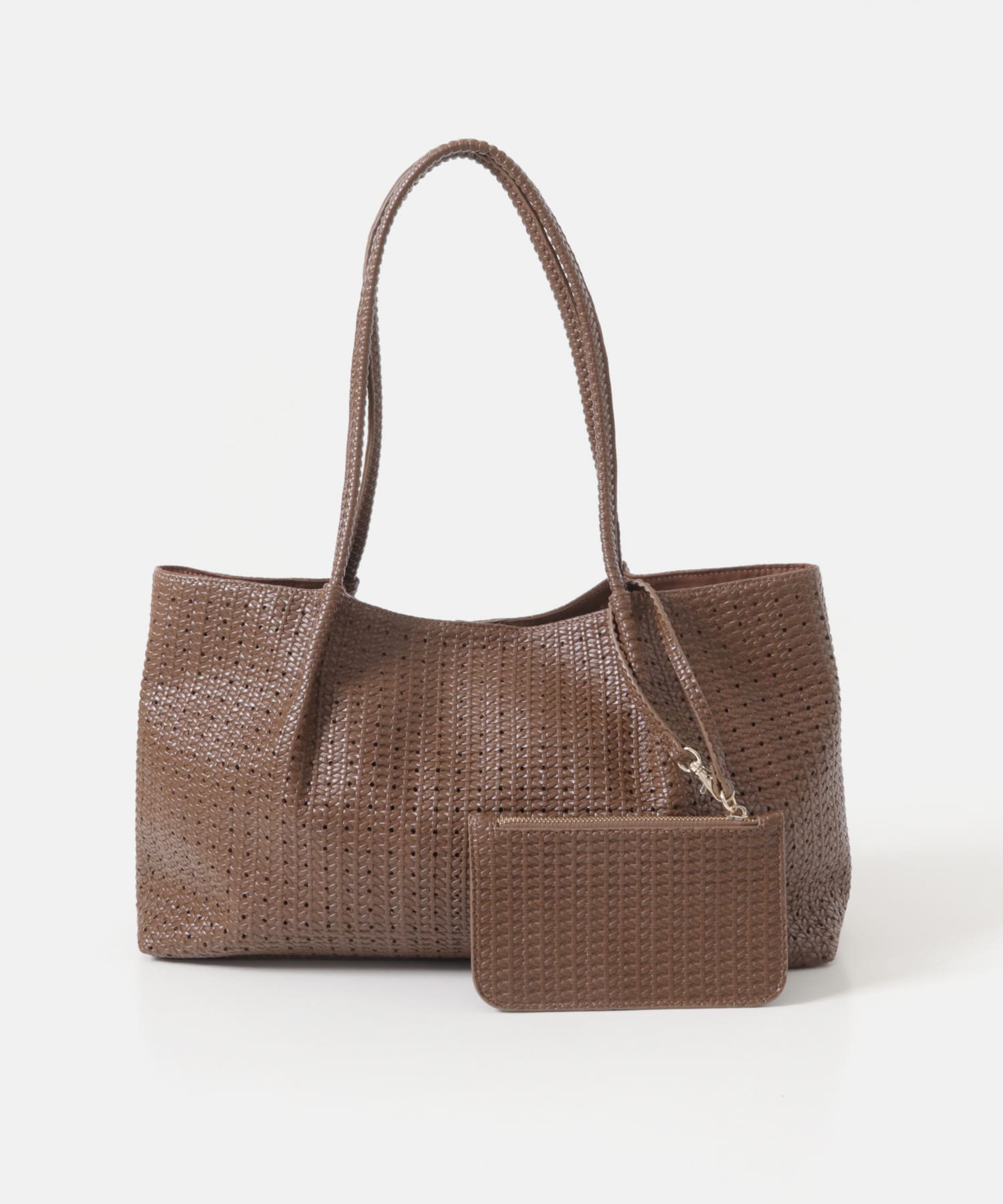 ポーチ付パンチングラージトートバッグ(One BROWN): バッグ｜URBAN