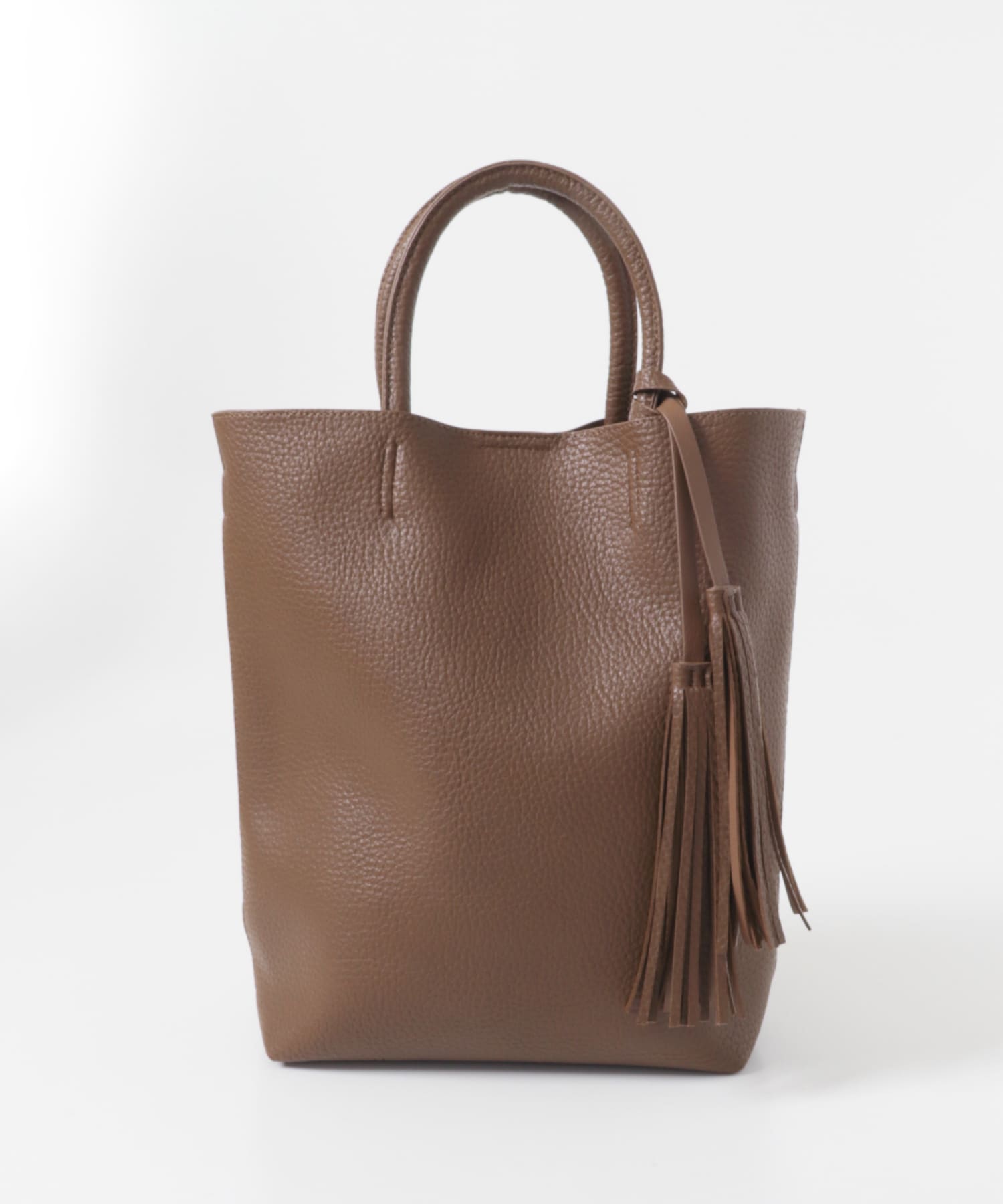 『縦型』タッセル軽量2WAYタテナガトートバッグ BROWN One