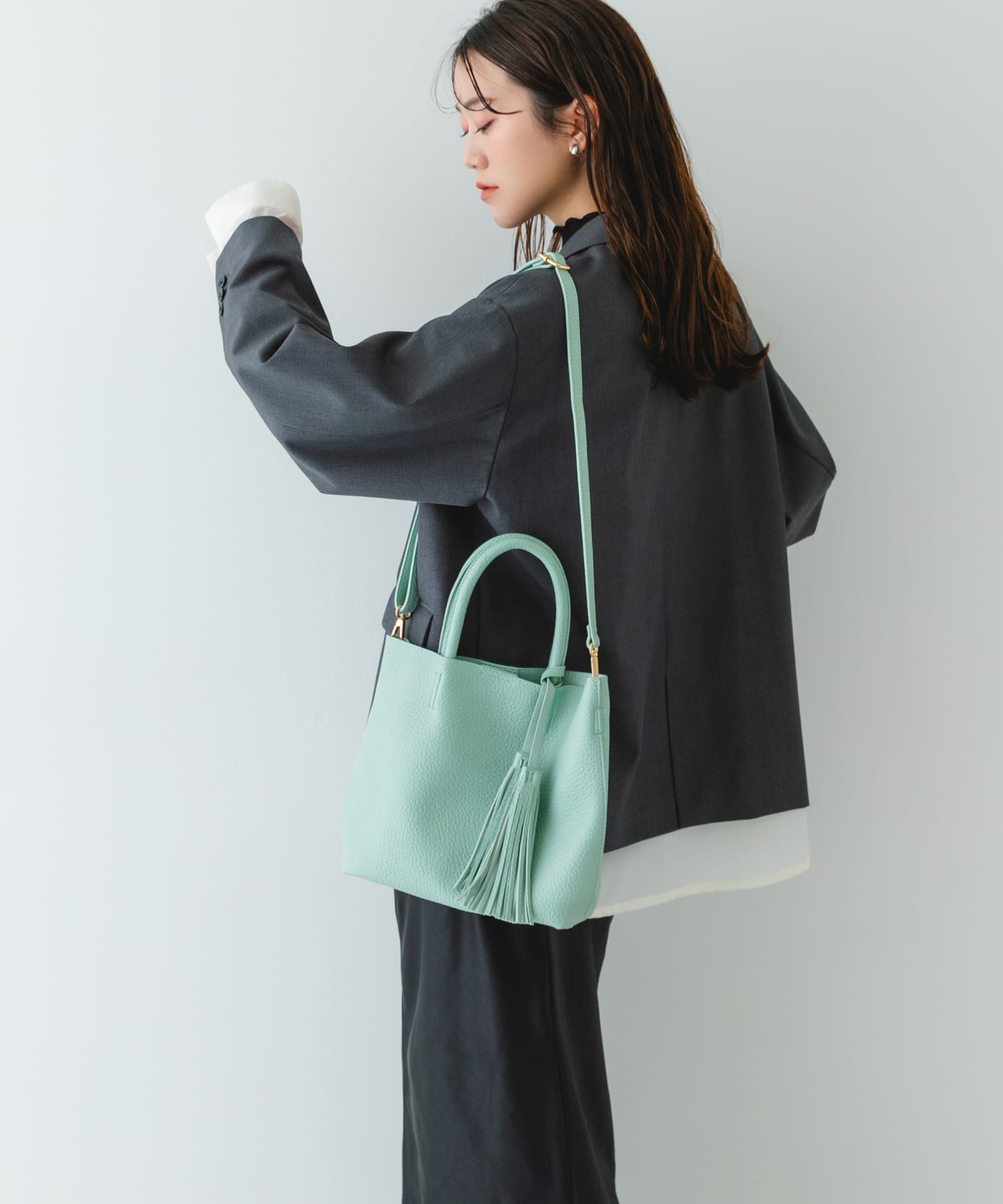 『Sサイズ』タッセル軽量2WAYプチトートバッグ MINT One