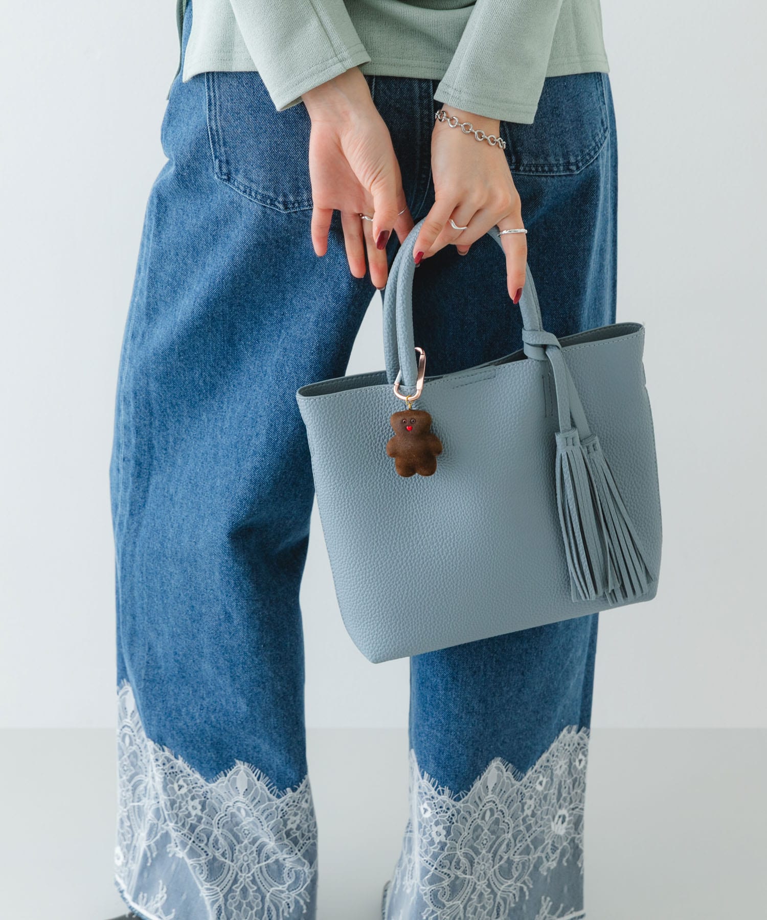 『Sサイズ』タッセル軽量2WAYプチトートバッグ SAX One