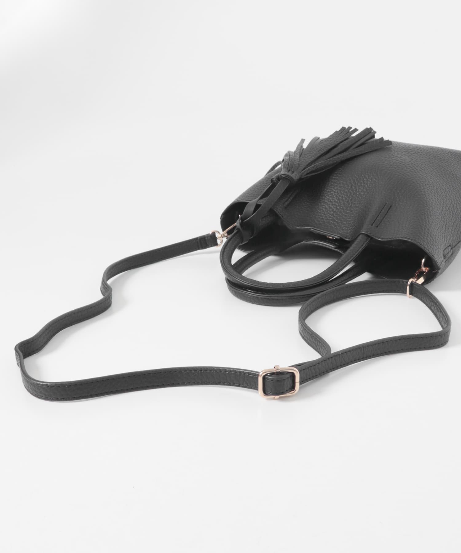 『Sサイズ』タッセル軽量2WAYプチトートバッグ BLACK One