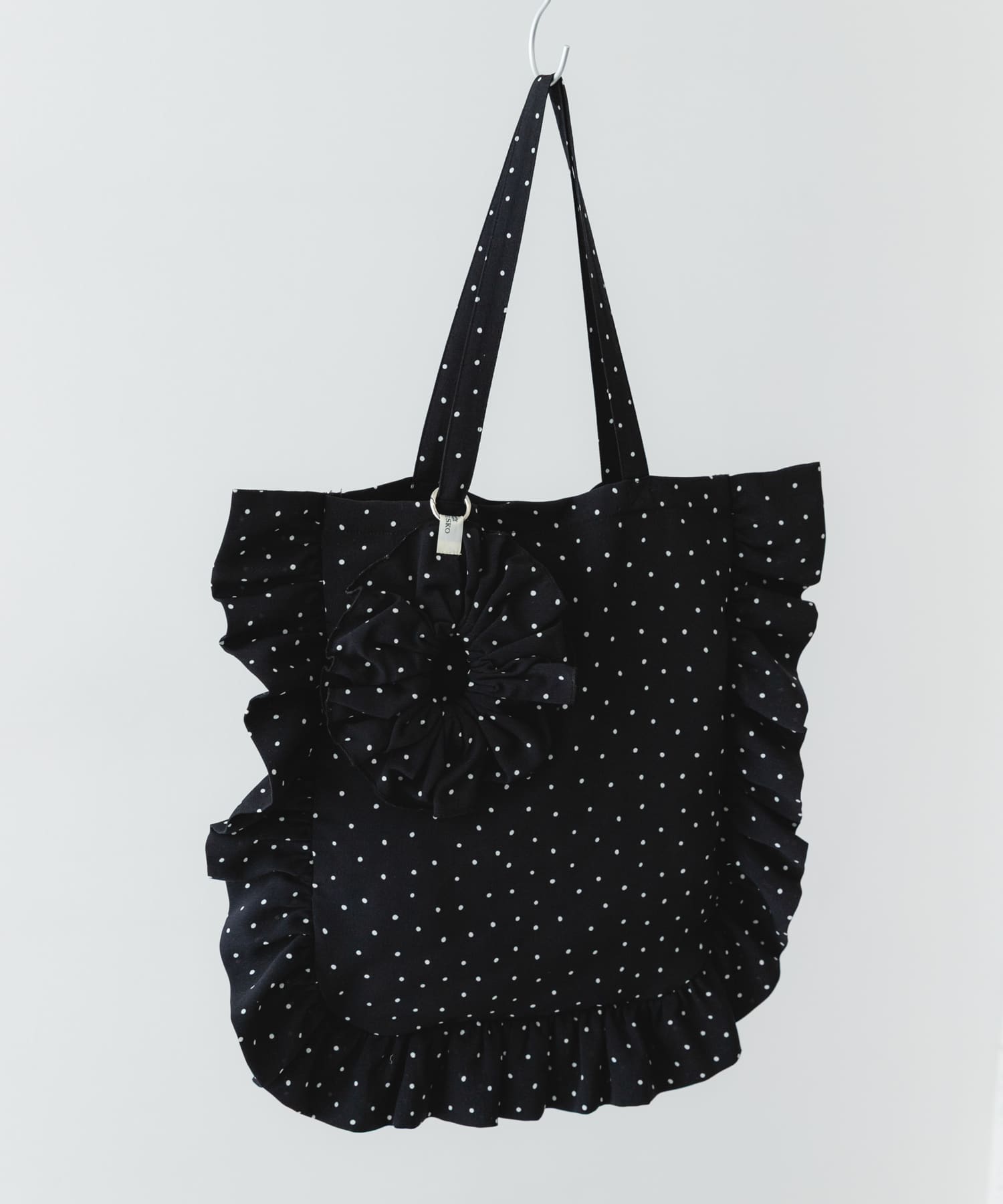 シュシュセットサイドフリルトート BLK/DOT One