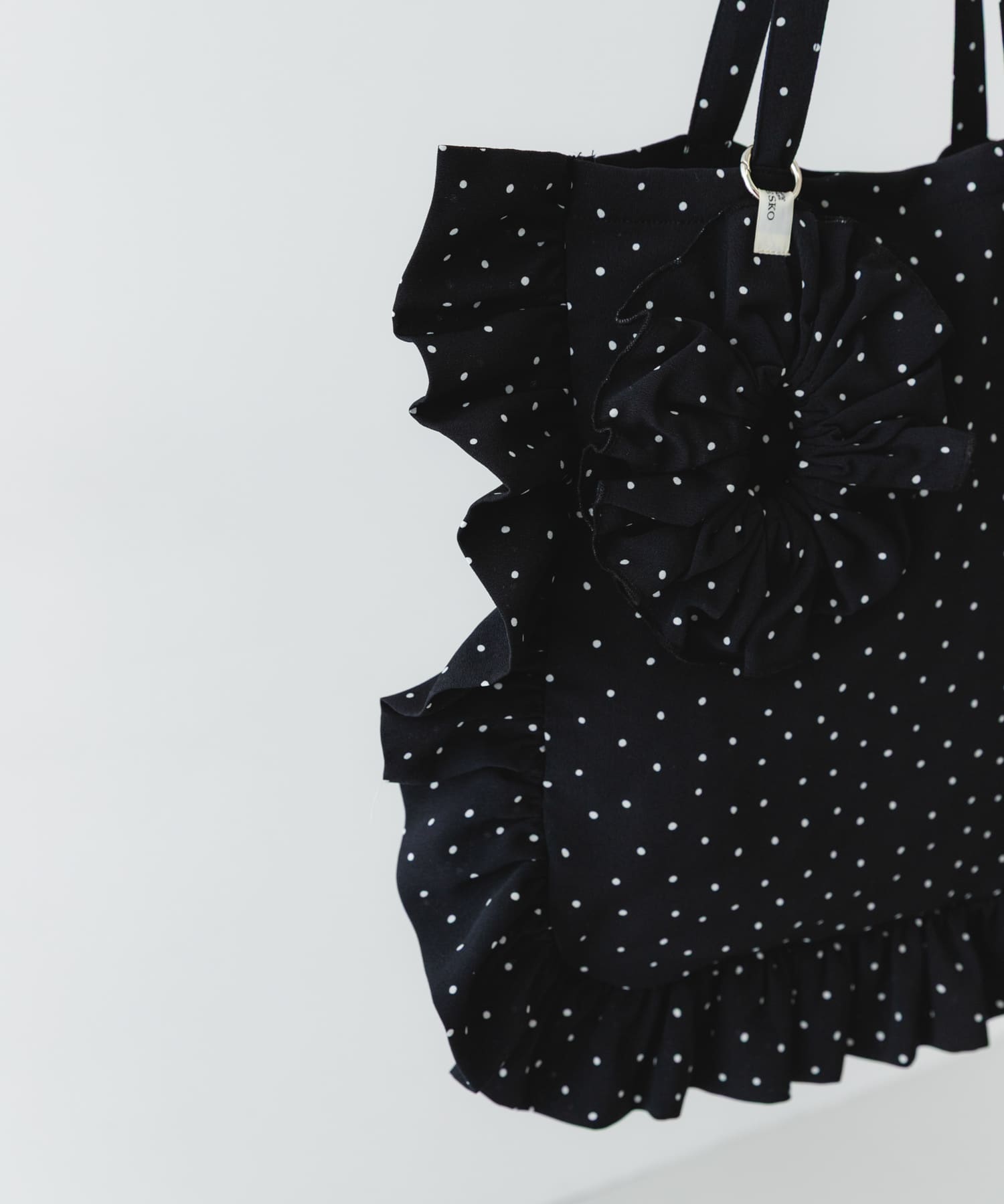 シュシュセットサイドフリルトート BLK/DOT One
