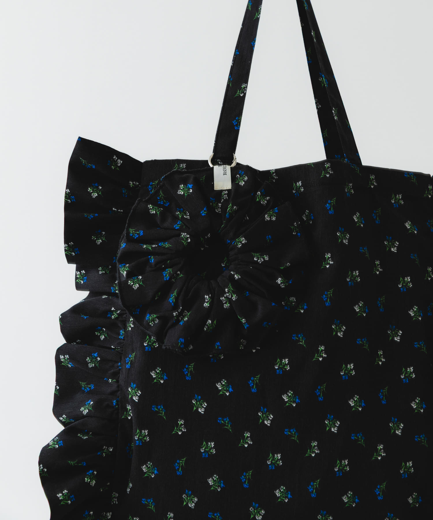 シュシュセットサイドフリルトート BLK/FLOWER One