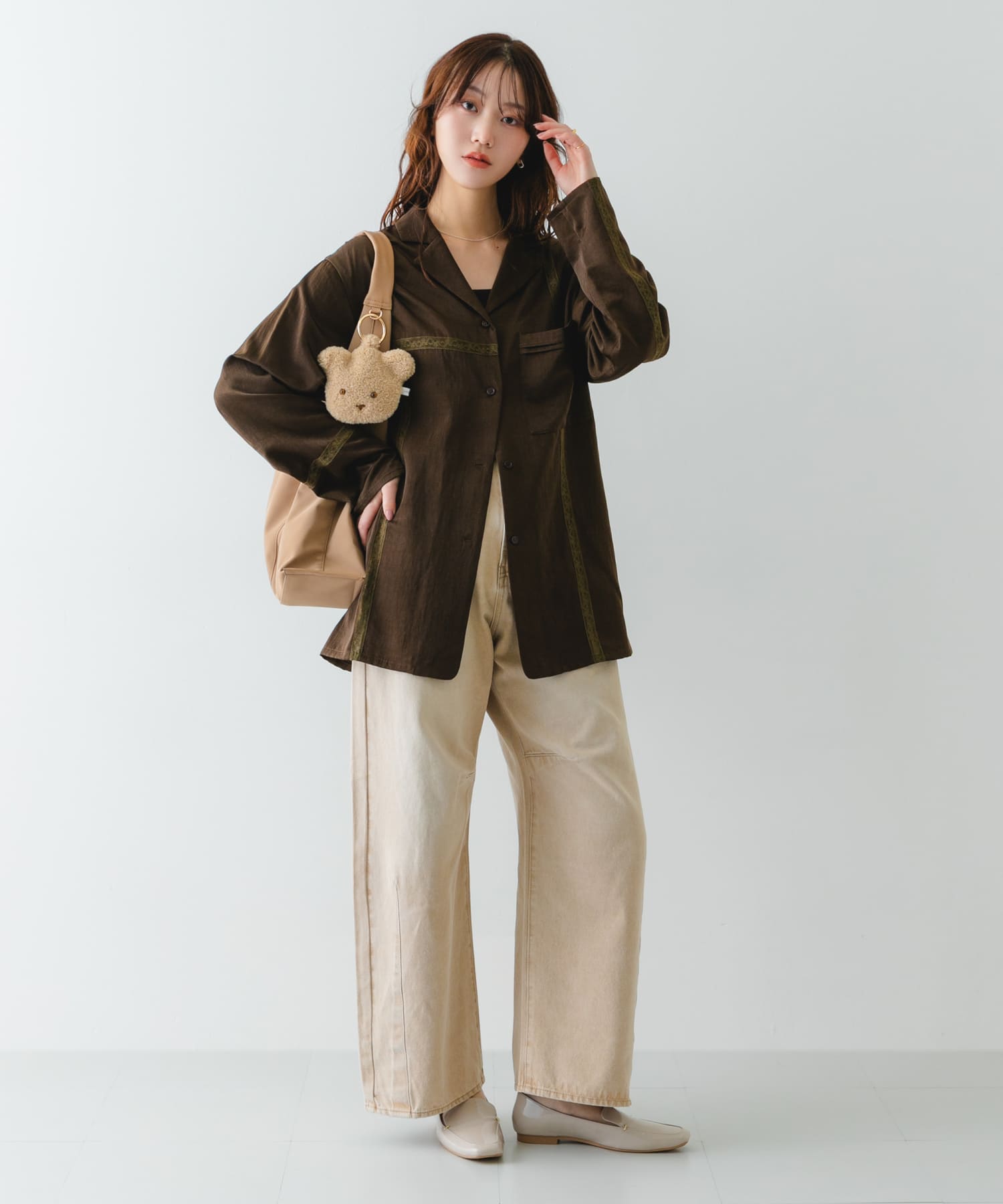 スエード調ワンハンドルトートバッグ BEIGE One