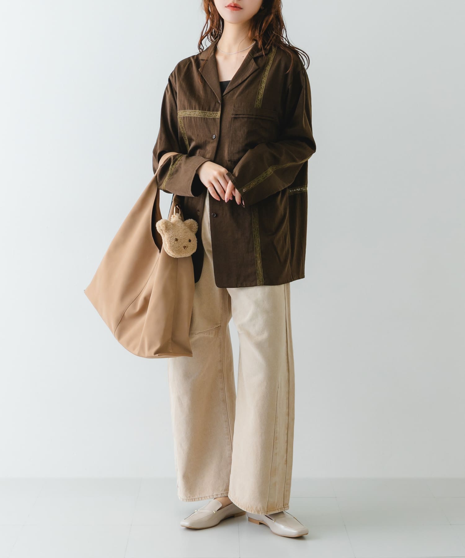スエード調ワンハンドルトートバッグ BEIGE One