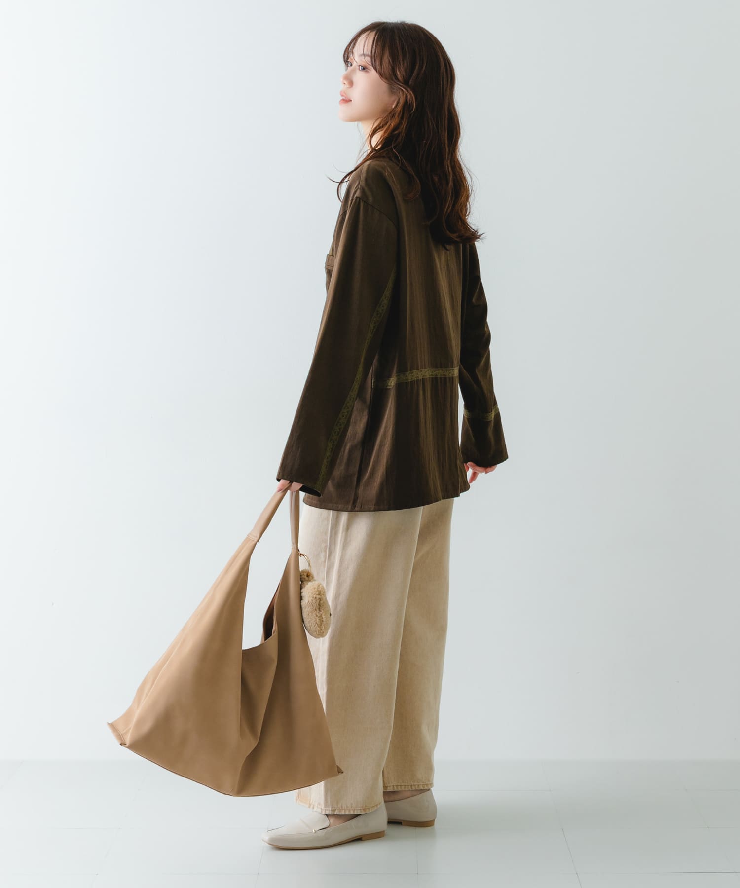 スエード調ワンハンドルトートバッグ BEIGE One